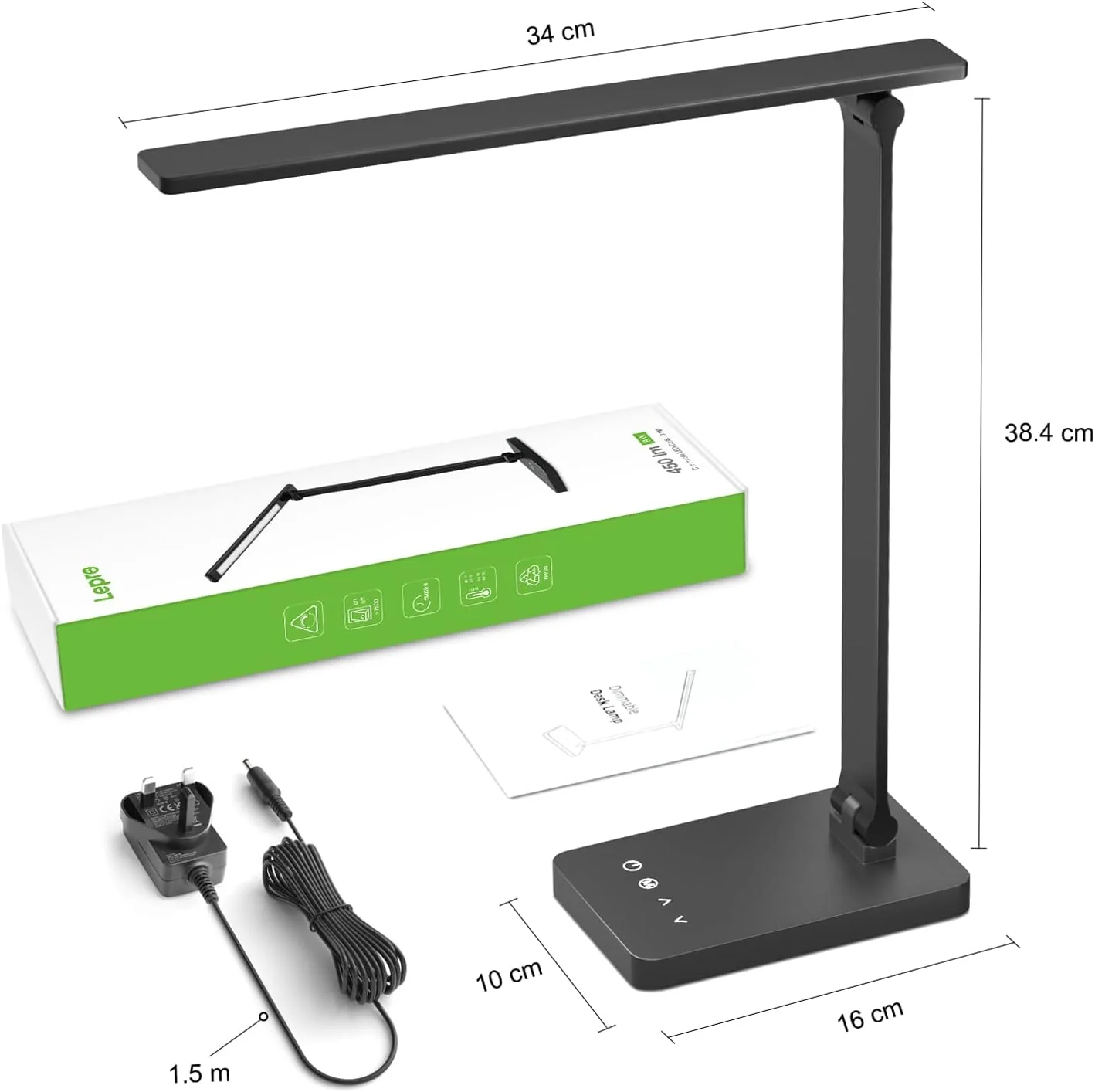 Lepro Desk Lamp, LED Desk Lamp with Power Adapter, 9.2W 750lm, Dimmable Desk Lamps Office, 5 Brightness Levels x 5 Colour Modes, Touch Control Daylight Lamp for Office, Study, Bedroom, Nails, Reading - Image 7