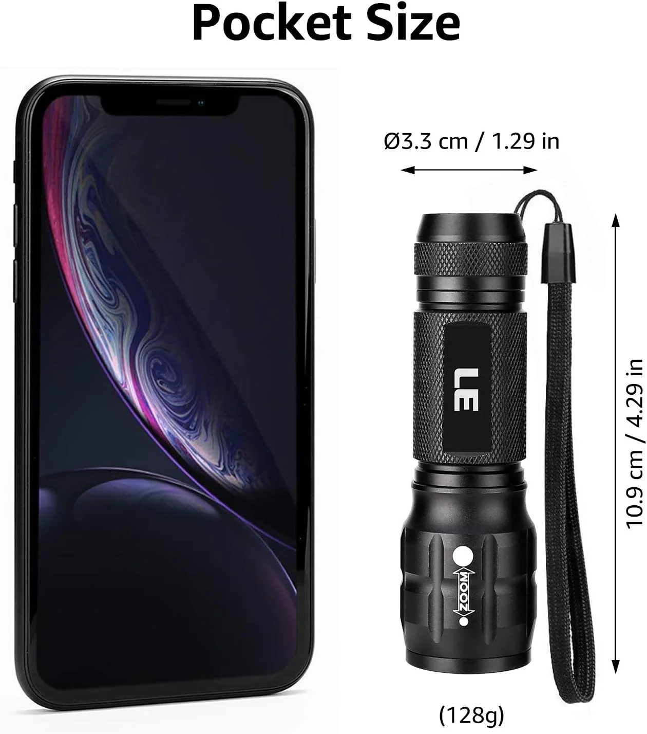 LE LED Torch Battery Powered, LE1000 Super Bright Hand Flashlight, Adjustable Focus, Water Resistant, Lightweight, for Power Cut, Camping, Dog Walking, Easy to Use Small Torch for Elderly Kids Men - Image 5