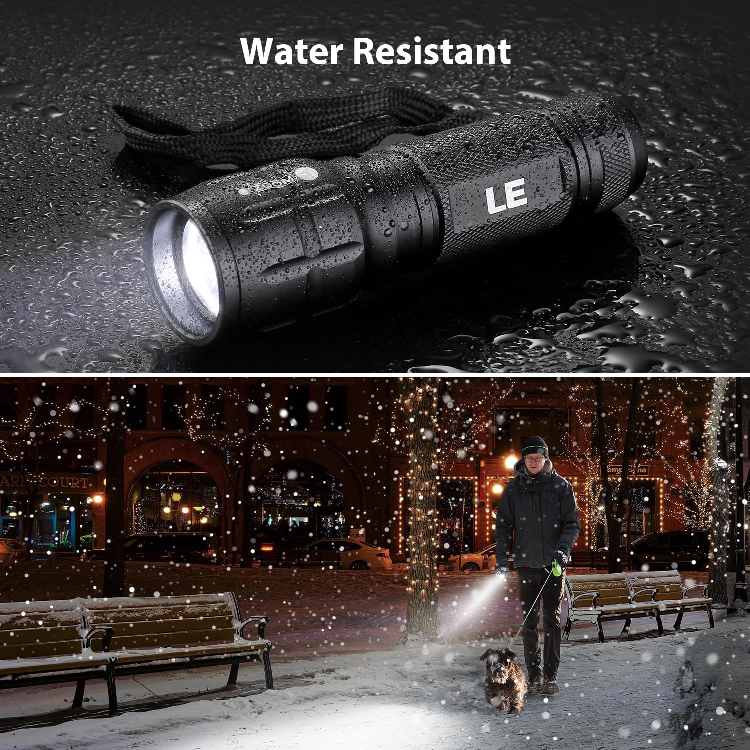 LE LED Torch Battery Powered, LE1000 Super Bright Hand Flashlight, Adjustable Focus, Water Resistant, Lightweight, for Power Cut, Camping, Dog Walking, Easy to Use Small Torch for Elderly Kids Men - Image 6
