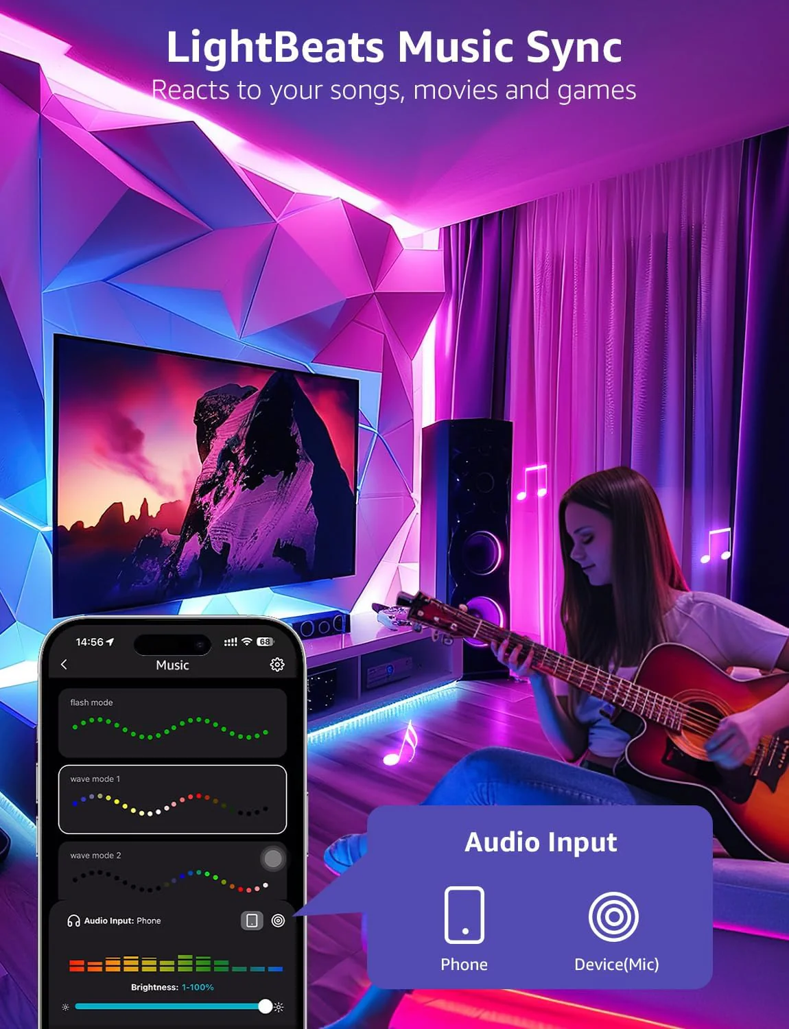 Lepro S1 AI Smart Rainbow LED Strip Light 10M, 30 LEDs/M, Music Sync, Works with Alexa & Google Home, WiFi Bluetooth App Voice Control, AI Lighting Design Assistant, MagicColor LED Lights for Bedroom - Image 5