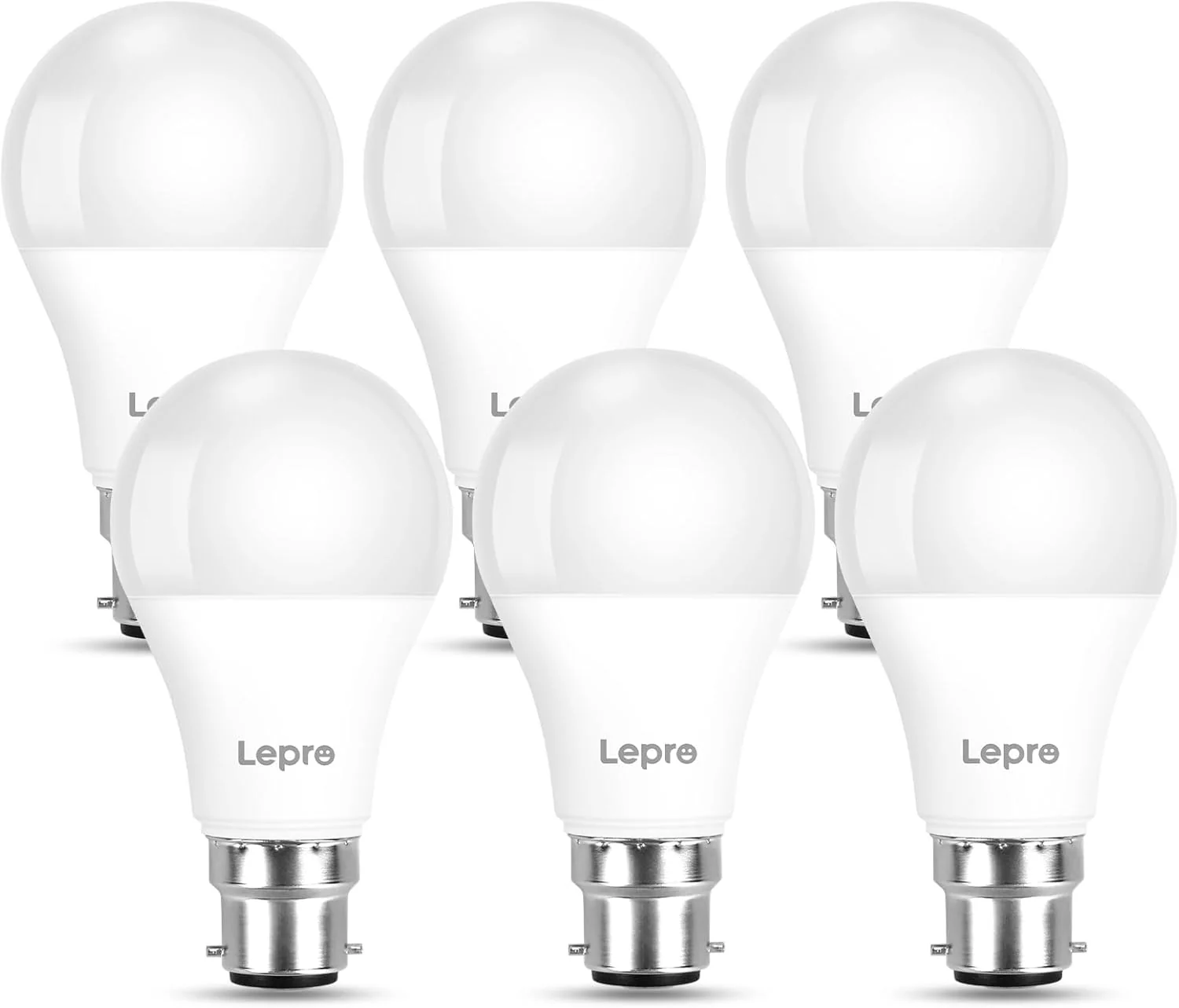 Lepro Bayonet Light Bulb, Cool White 6500K, 60W Equivalent, 8.5W 806LM B22 LED Bulb Daylight White, Energy Saving Light Bulbs Bayonet, Non-dimmable, Pack of 6