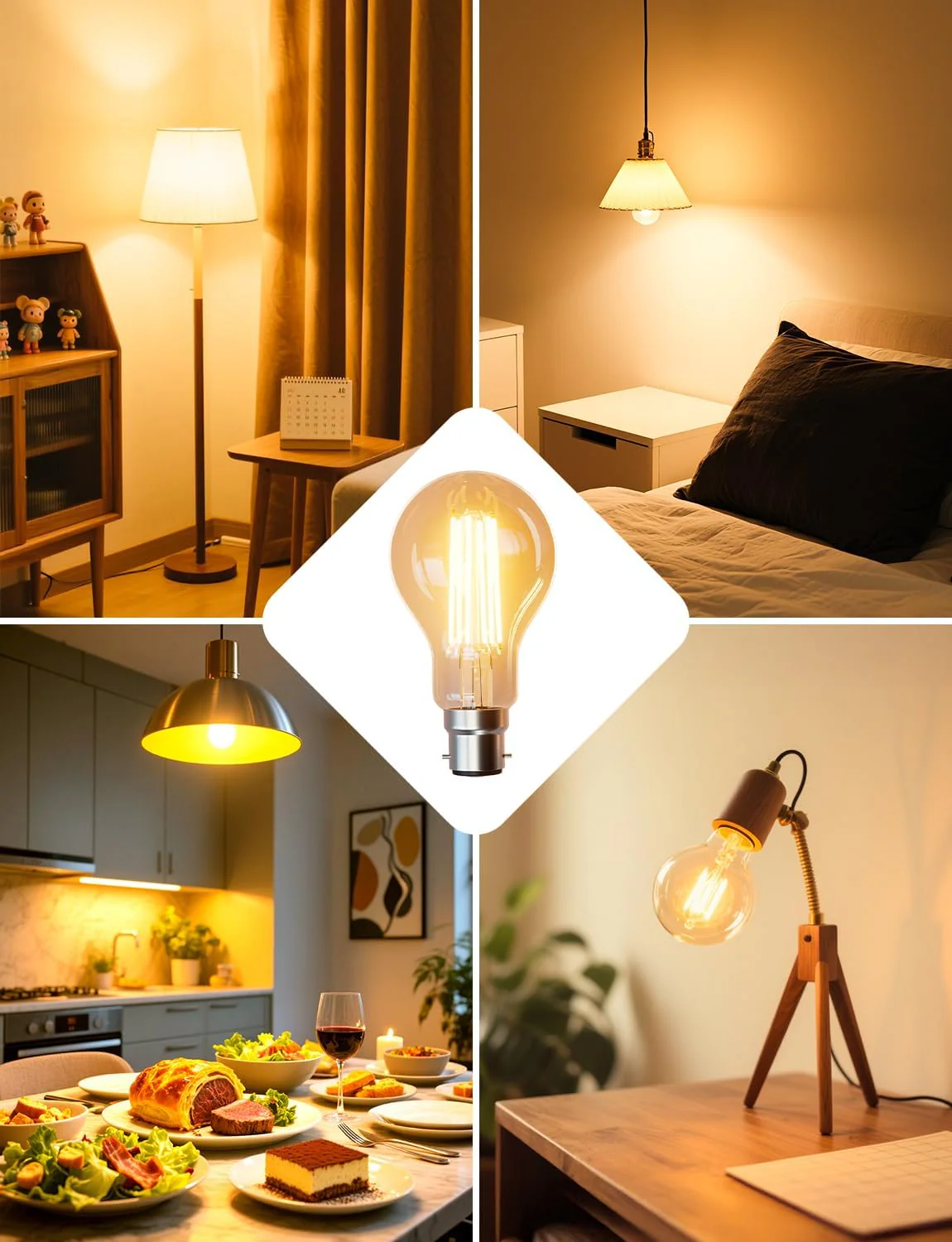Lepro LED Light Bulbs Bayonet, Ultra Efficient A-Rated B22 Bulb, 7.2W = 100W, 1521lm, 2700K Warm White, 50000H Lifespan, Clear Filament, Glass, Non-dimmable - Image 8