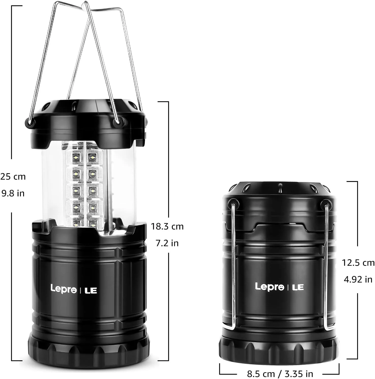 Lepro Camping Lights, Collapsible Camping Lantern Battery Powered, Portable Camping Light for Tents, AA Battery Operated, Battery Lanterns for Power Cuts, Emergency Lighting, Fishing, Pack of 4 - Image 7
