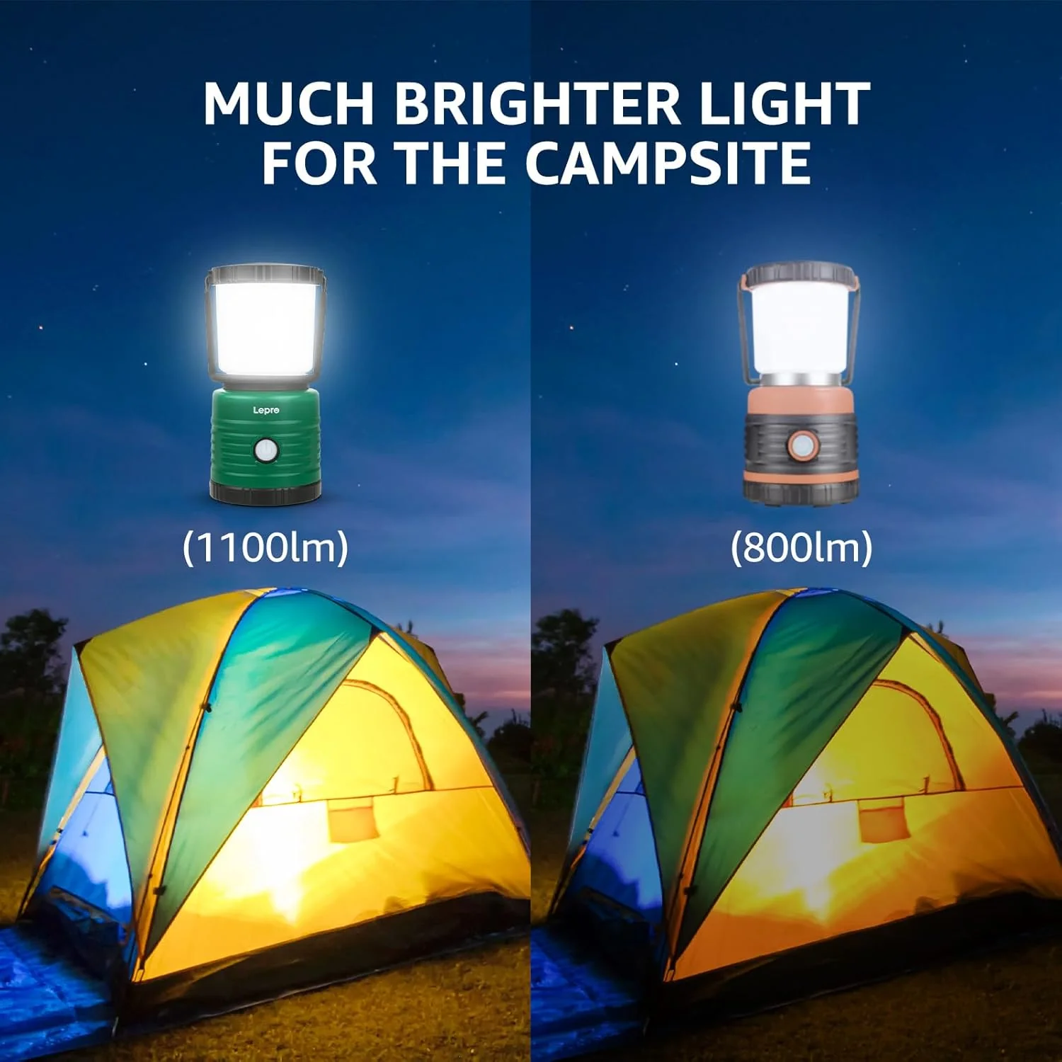 Lepro Battery Camping Lantern, 1100 Lumen Camping Light Battery Powered, Dimmable Warm White and Daylight Modes, Battery Lantern for Power Cuts, Emergency Lighting, Fishing, Hiking, Storm and More - Image 6