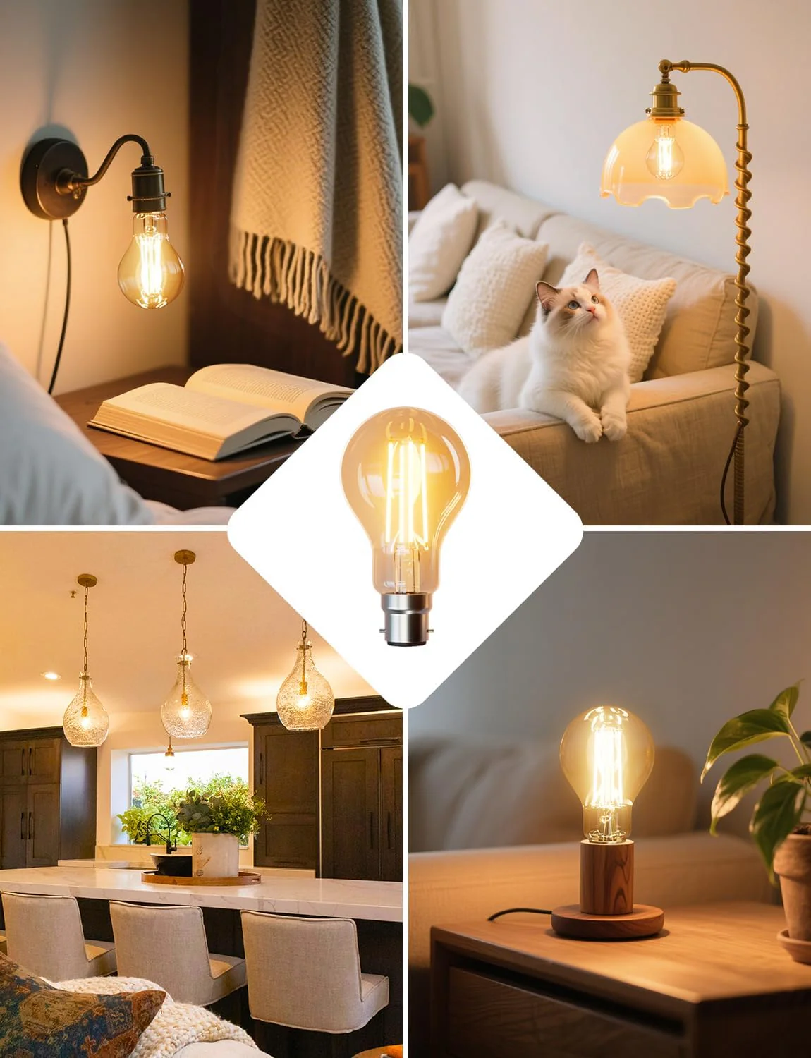 Lepro Vintage Bayonet Light Bulb, Ultra Efficient A-Rated B22 Bulb, 3.8W = 60W, 806lm, 2700K Warm White, 50000H Lifespan, Clear Filament, Glass, Non-dimmable, Pack of 2 - Image 8