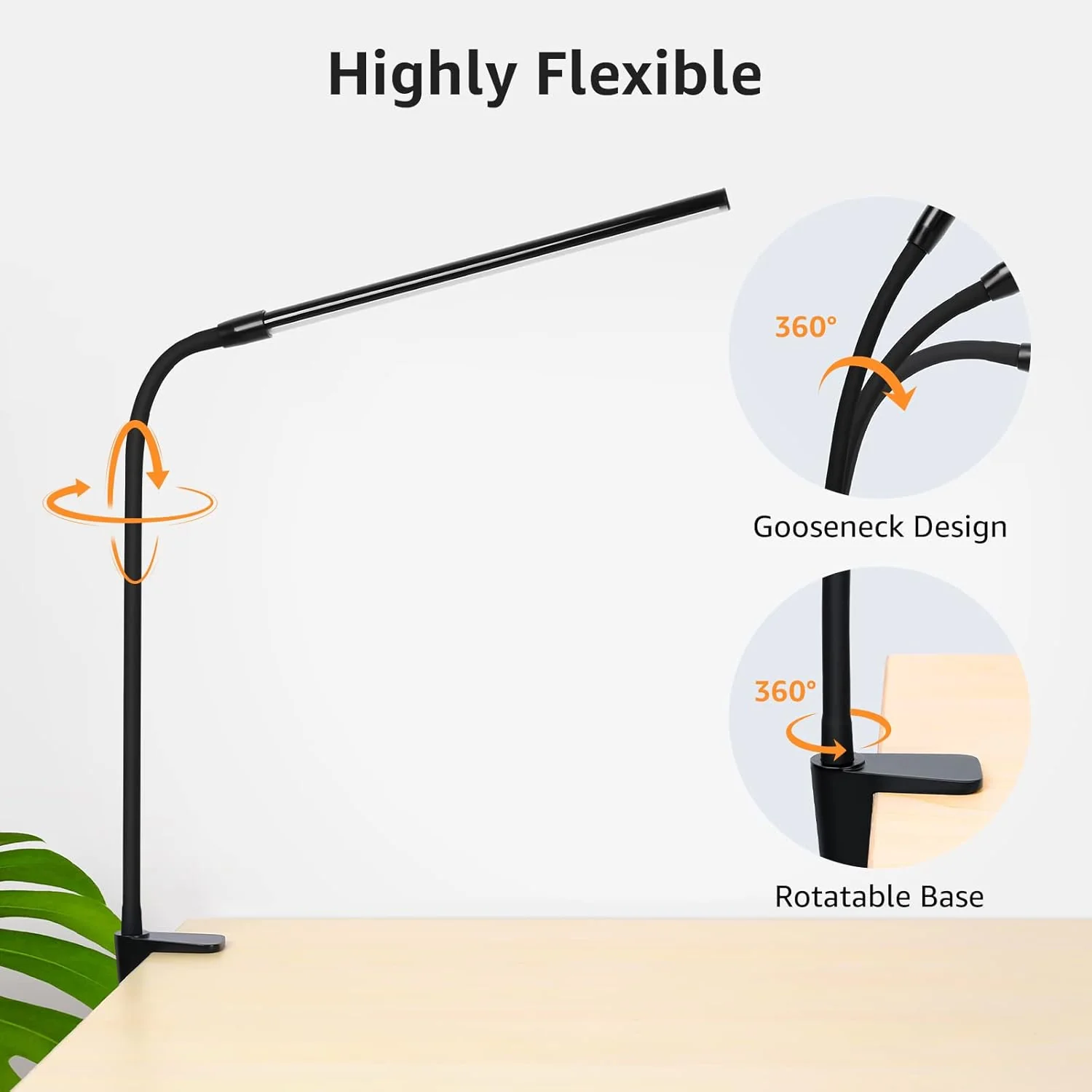 Lepro Desk Lamp Clamp, Eye Caring Desk Light, 5W 460lm, Dimmable LED Desk Lamp, 10 Brightness Levels x 3 Colour Modes, USB Powered Clip on LED Desk Light for Office, Study, Crafts, Nails, Reading - Image 5