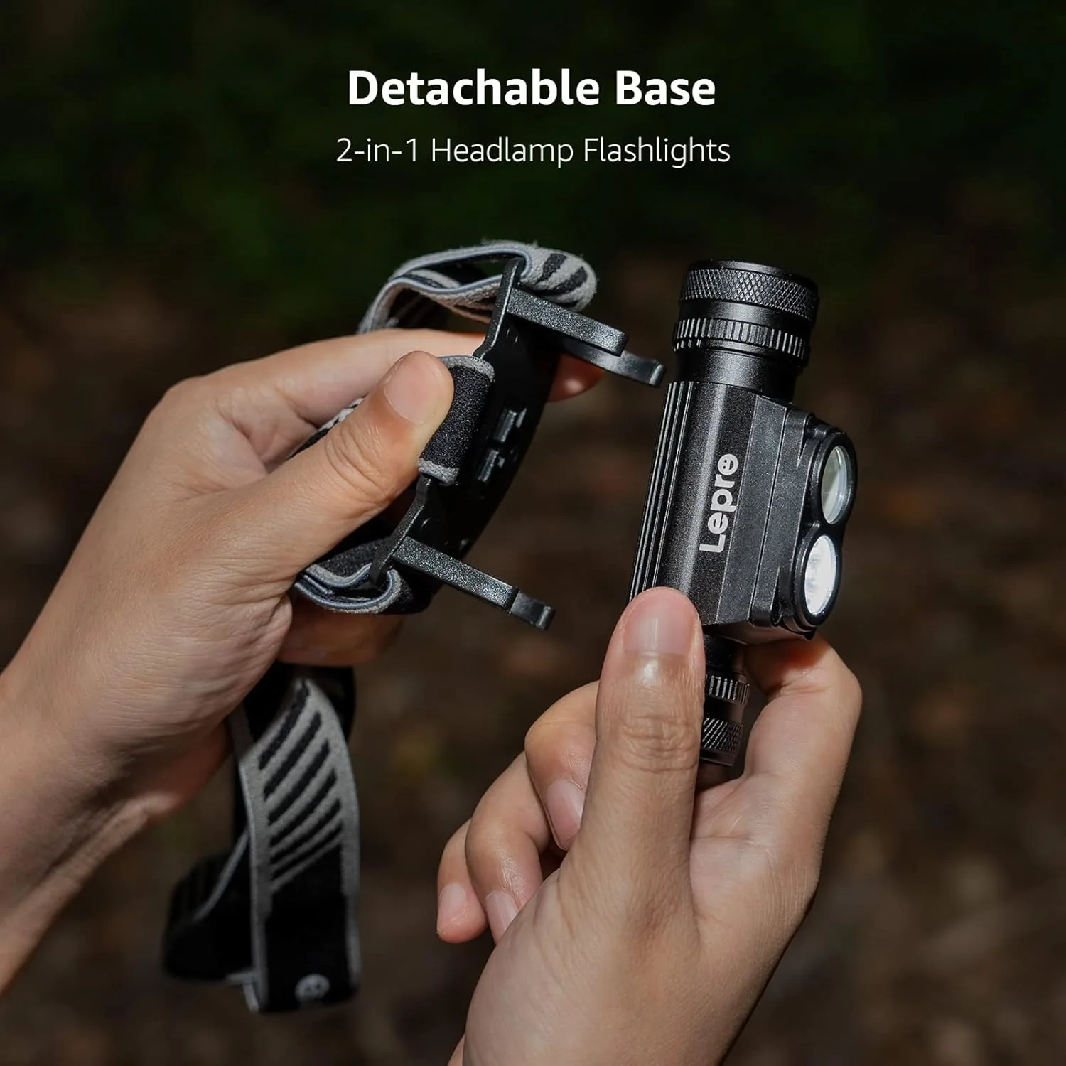 Lepro Head Torch Rechargeable, 2 in 1 Detachable Lightweight Headlamp with IP65 Waterproof, 180° Adjustable, 6 Lighting Modes, Long Runtime, Red Lights, Al Alloy LED Headlight for Camping - Image 6