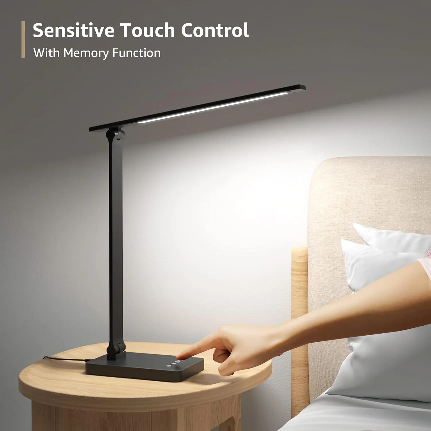 Lepro LED Desk Lamp, Desk Lamp with Power Adapter, 655lm, Desk Lamps Office with USB Charging Port, 5 Brightness Levels x 3 Colour Mode, Touch Control Daylight Lamp for Office, Nails, Study, Bedroom - Image 4