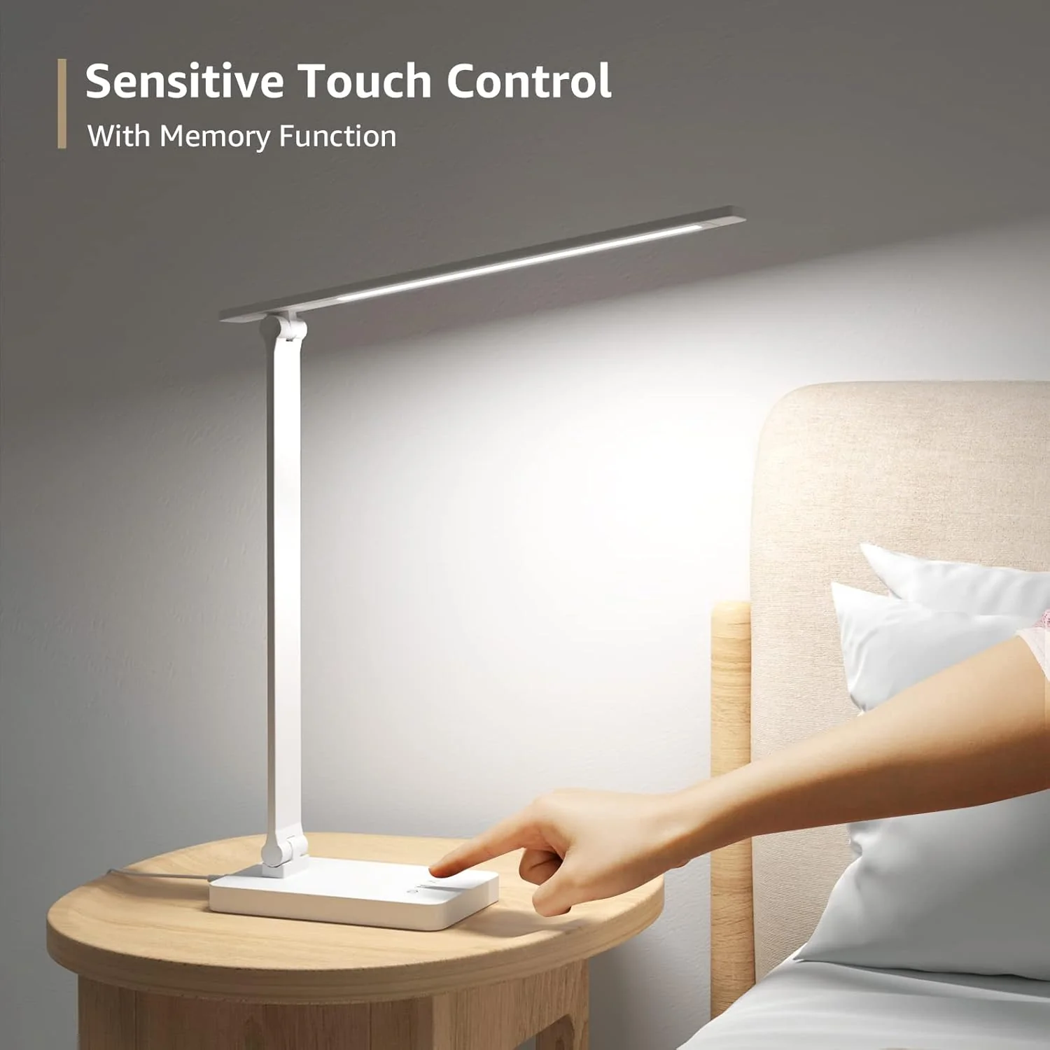 Lepro LED Desk Lamp, Desk Lamp with Power Adapter, 655lm, Desk Lamps Office with USB Charging Port, 5 Brightness Levels x 3 Colour Mode, Touch Control Daylight Lamp for Office, Nails, Study, Bedroom - Image 4