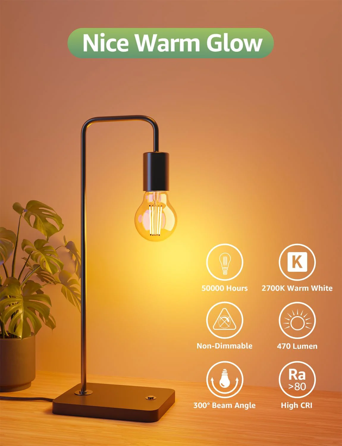 Lepro E14 Golf Ball Bulb Vintage, Ultra Efficient A-Rated, 2.2W = 40W, 470lm, Warm White 2700K, 50000H Lifespan, Small Edison Screw SES Bulb, Clear Filament, Glass, Pack of 4 - Image 5