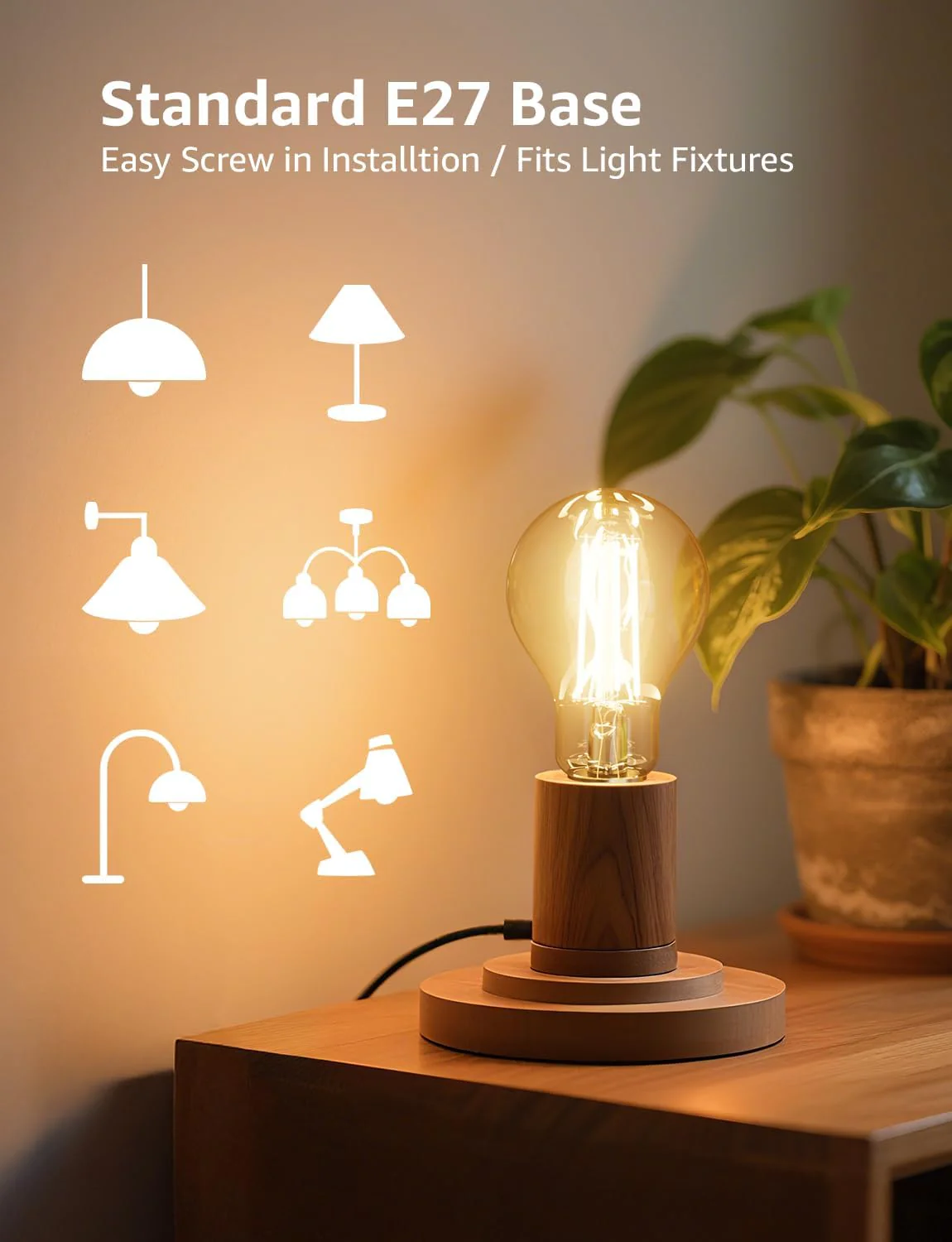 Lepro E27 Screw Bulb Vintage, Ultra Efficient A-Rated GLS Bulb, 7.2W = 100W, 1521lm, 2700K Warm White, 50000H Lifespan, Clear Filament, Glass, Non-dimmable, Pack of 2 - Image 6