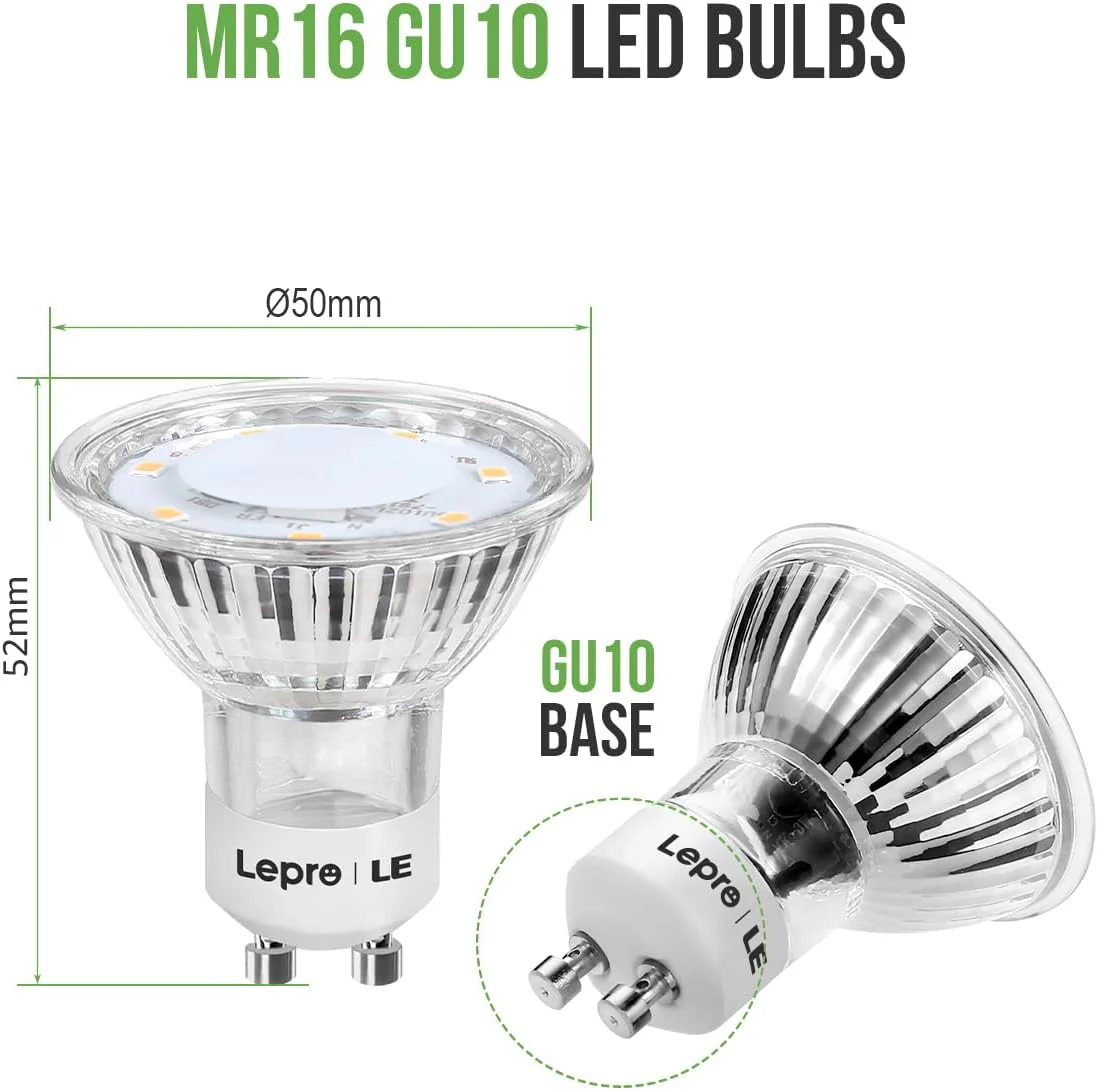 Lepro GU10 LED Bulbs, Warm White 2700K LED Light Bulbs, 35W Halogen Spotlight Equivalent, 3W Energy Saving GU10 Bulbs, 250lm, 100° Beam Angle, Non Dimmable, AC 220-240V, Pack of 5 - Image 6