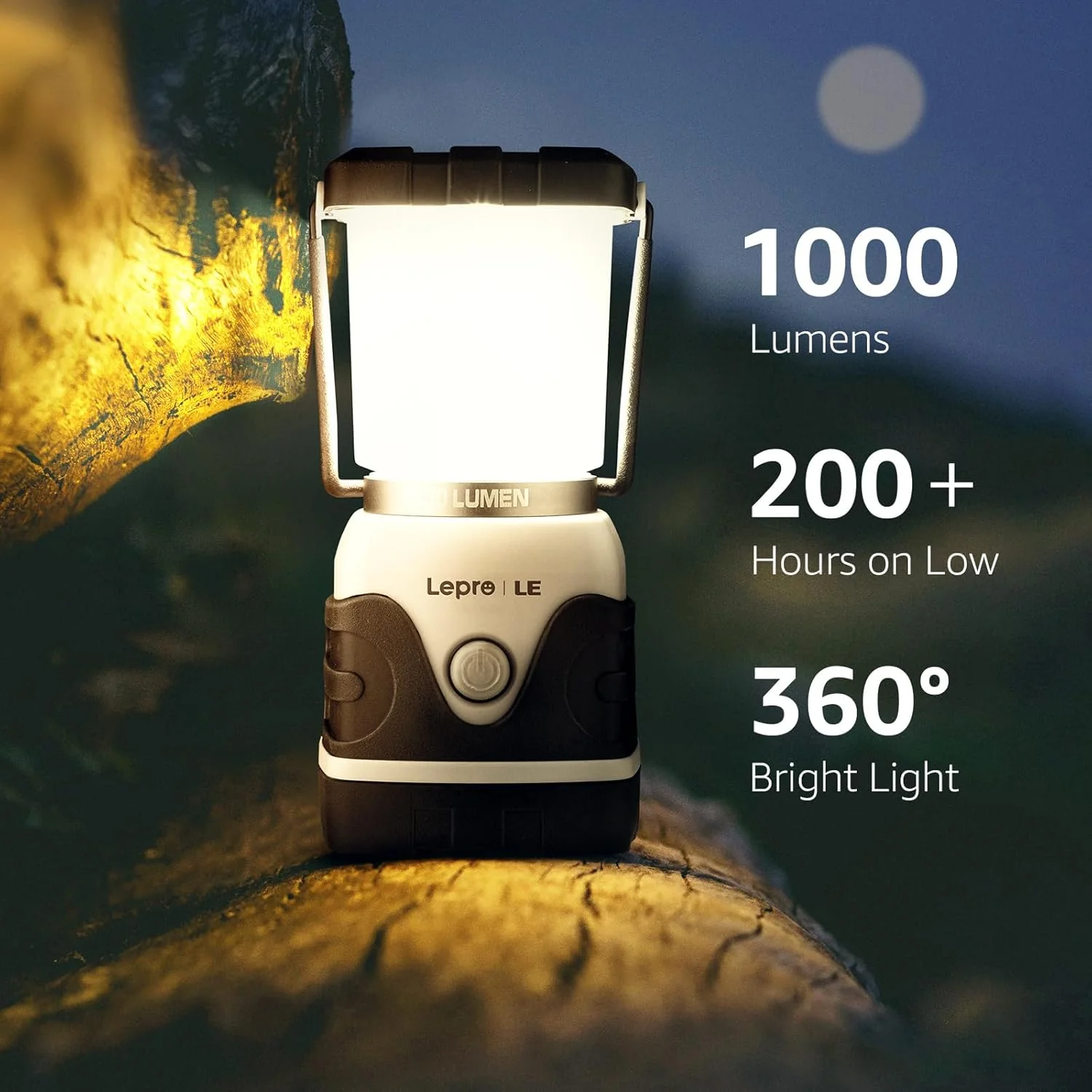 LE Camping Lantern, 1000 Lumen Camping Lights Battery Powered, Dimmable Warm White and Daylight Modes, Battery Lantern for Power Cuts, Emergency Lighting, Suit for Hiking, Fishing, Tents, etc. - Image 2