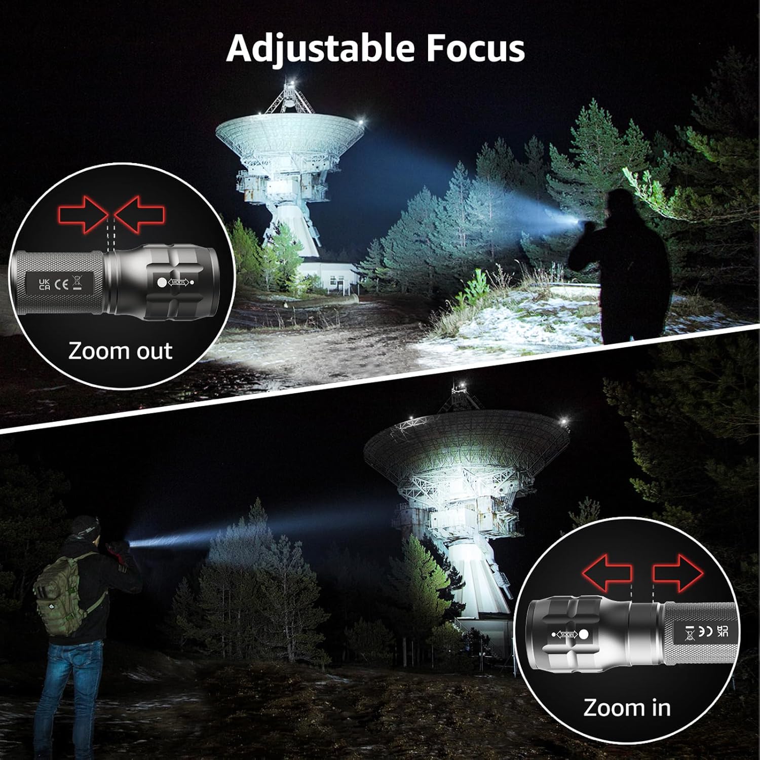 LE LED Torch Battery Powered, LE1000 Bright Hand Flashlight, Adjustable Focus, Water Resistant, Lightweight, for Power Cut, Camping, Dog Walking, Easy to Use Small Torch, Gift for Kids Men Dad Him - Image 3