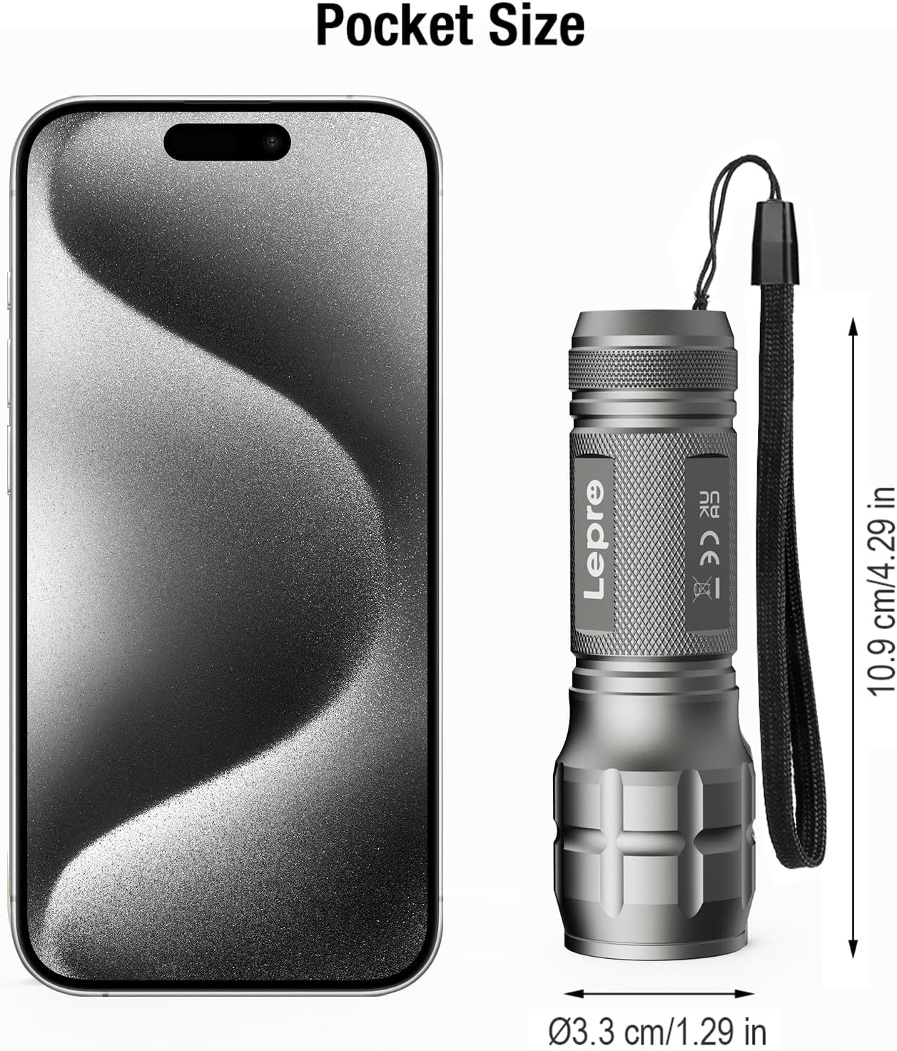 LE LED Torch Battery Powered, LE1000 Bright Hand Flashlight, Adjustable Focus, Water Resistant, Lightweight, for Power Cut, Camping, Dog Walking, Easy to Use Small Torch, Gift for Kids Men Dad Him - Image 5