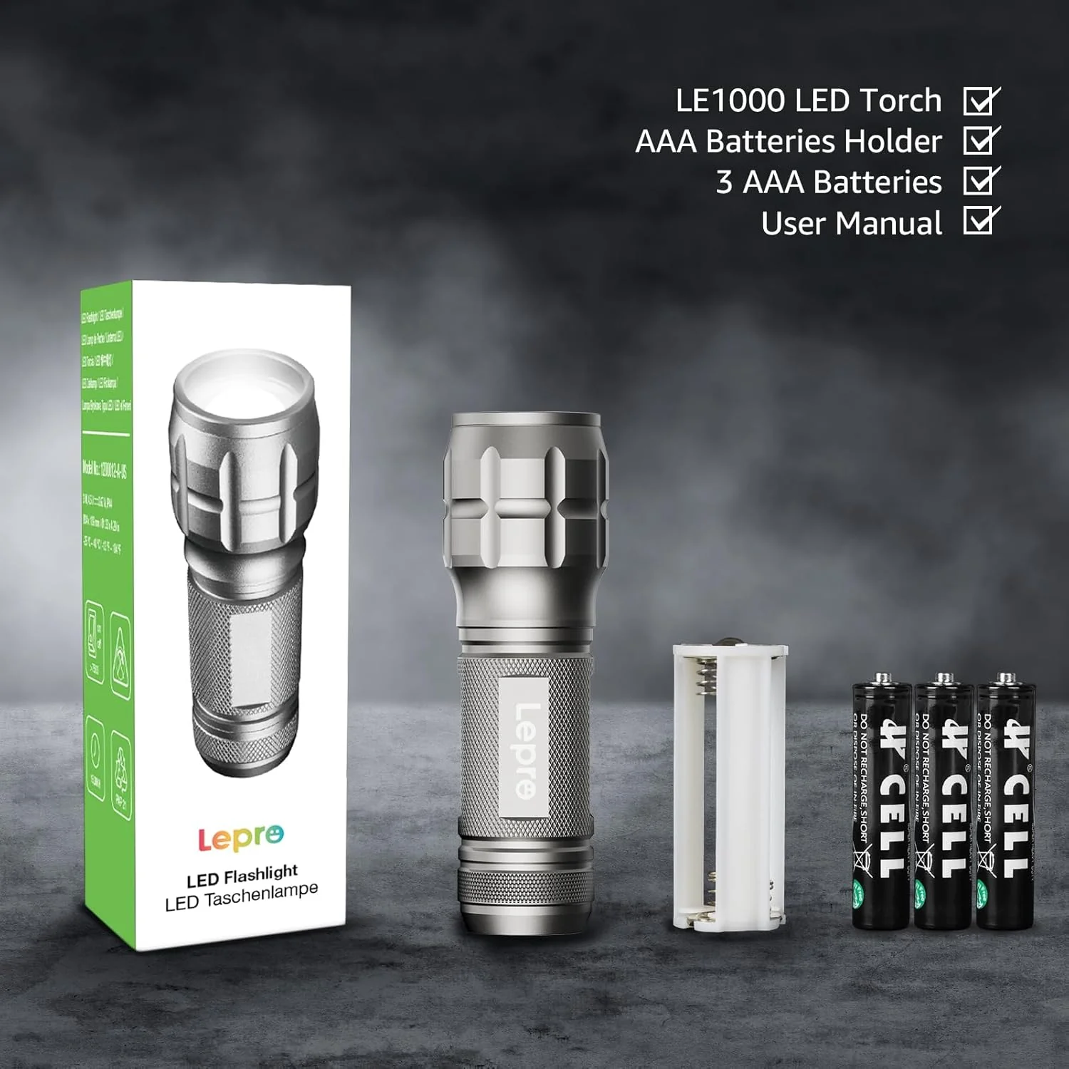LE LED Torch Battery Powered, LE1000 Bright Hand Flashlight, Adjustable Focus, Water Resistant, Lightweight, for Power Cut, Camping, Dog Walking, Easy to Use Small Torch, Gift for Kids Men Dad Him - Image 7