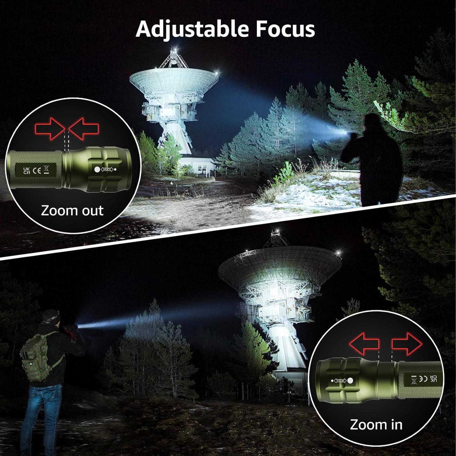 LE LED Torch Battery Powered, LE1000 Bright Hand Flashlight, Adjustable Focus, Water Resistant, Lightweight, for Power Cut, Camping, Dog Walking, Easy to Use Small Torch, Gift for Kids Men Dad Him - Image 3