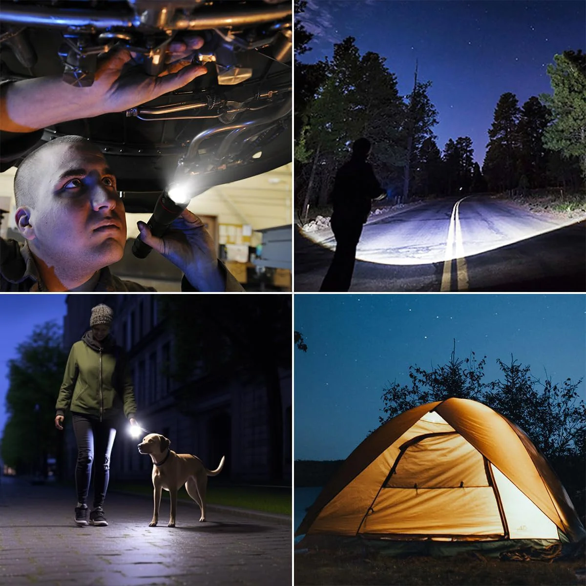 LE LED Torch, LE1000 Powerful Handheld Flashlight, Super Bright, Pocket Size, Lightweight, Suit for Camping, Cycling, Running, Dog Walking and More Outdoor Use, 12 AAA Batteries Included, Pack of 4 - Image 8