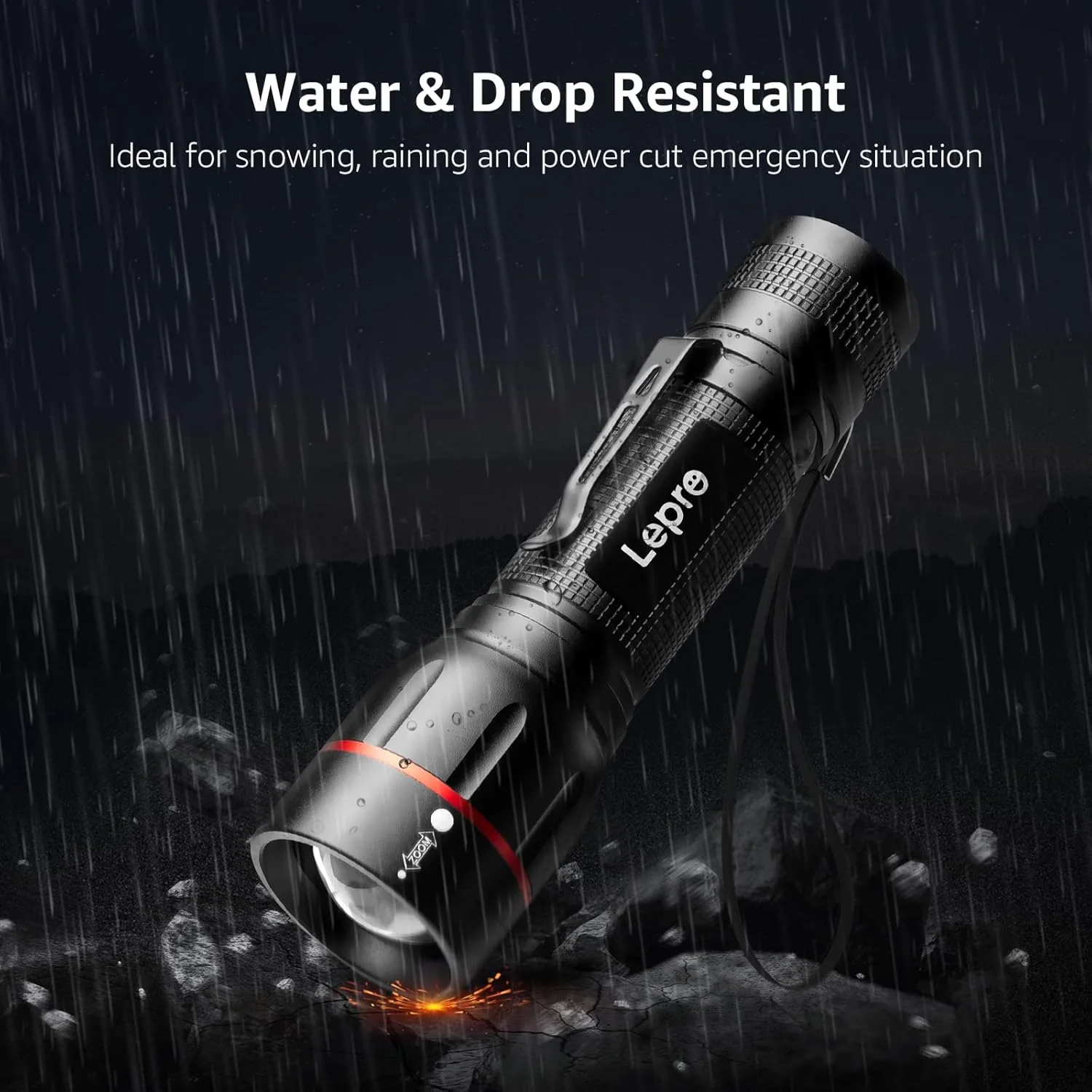 Lepro LED Torch Super Bright, LE2050 Pocket Flashlight, Zoomable, Waterproof, 5 Modes, Clip On, Small Hand Torch Powered by 18650 or AAA Battery (Not Included), for Power Cuts, Camping, Dog Walking - Image 5