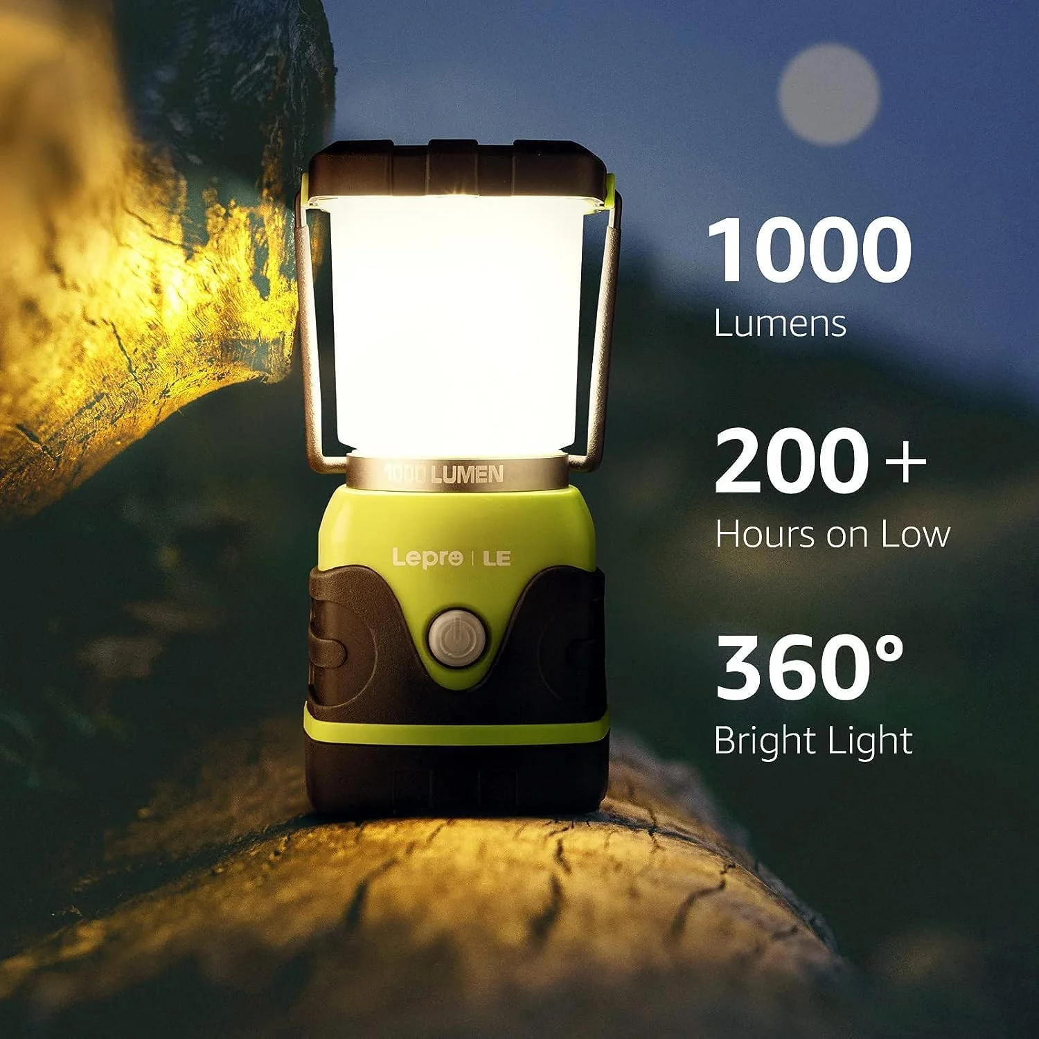 LE Camping Lantern, 1000 Lumen Camping Lights Battery Powered, Dimmable Warm White and Daylight Modes, Battery Lantern for Power Cuts, Emergency Lighting, Suit for Hiking, Fishing, Tents, etc. - Image 2