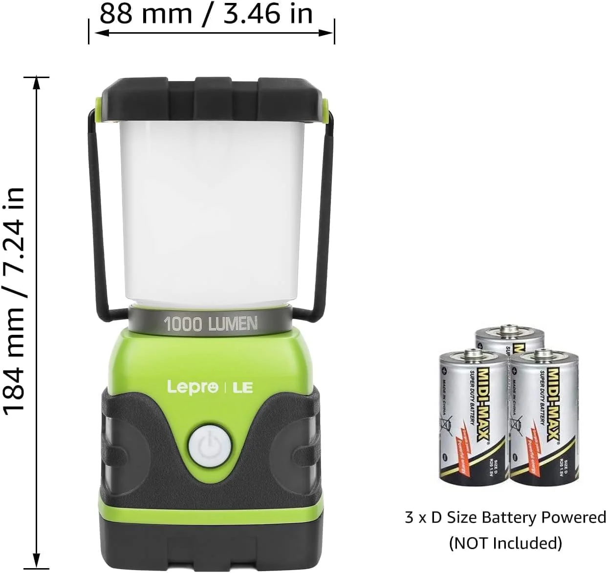 LE Camping Lantern, 1000 Lumen Camping Lights Battery Powered, Dimmable Warm White and Daylight Modes, Battery Lantern for Power Cuts, Emergency Lighting, Suit for Hiking, Fishing, Tents, etc. - Image 6