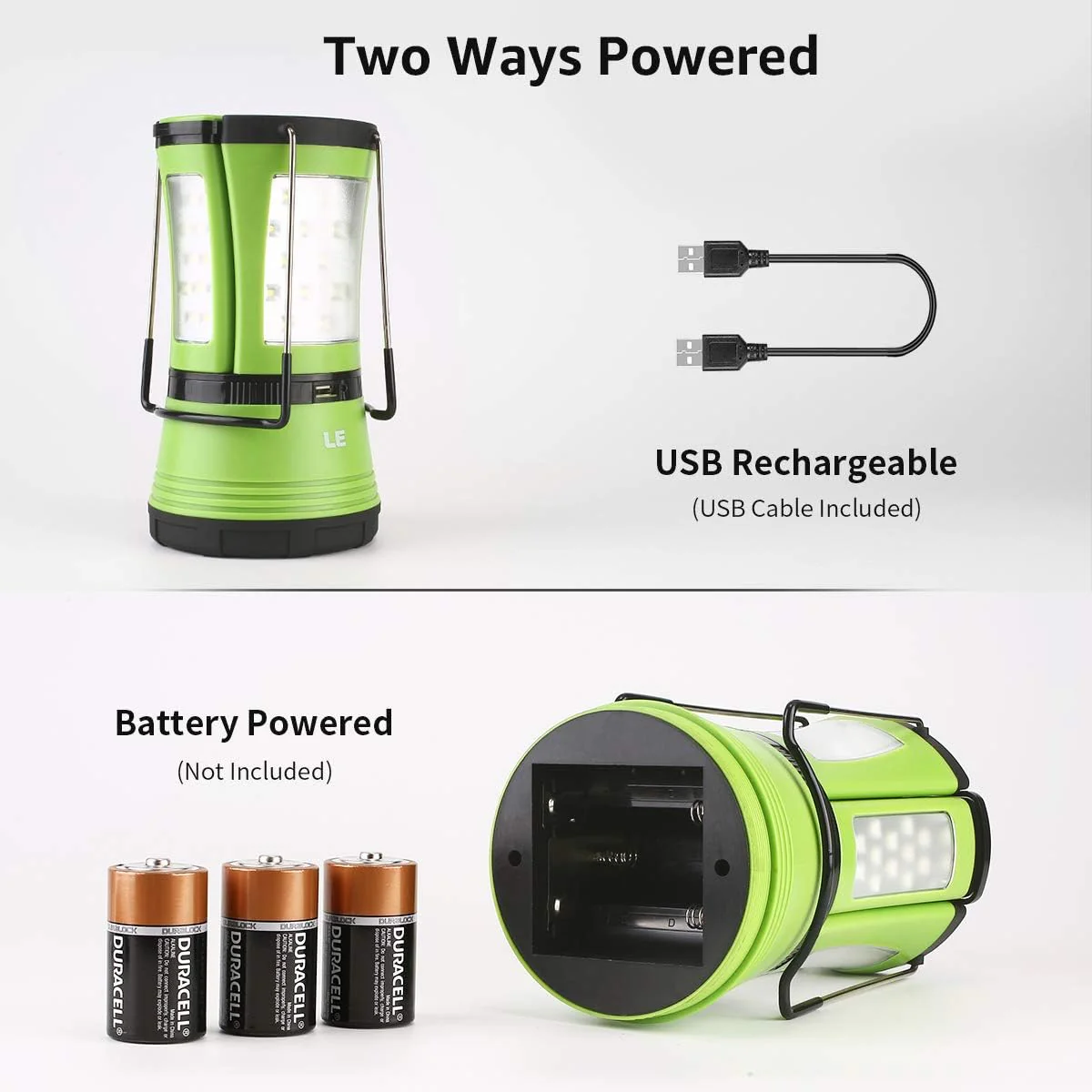 LE 3 in 1 Camping Lantern with 2 Detachable Torches, 600 Lumen, Camping Light Rechargeable or Battery Powered, Outdoor Camping Accessories for Tent, Caravan, Emergency, Fishing, Power Cuts and More - Image 3