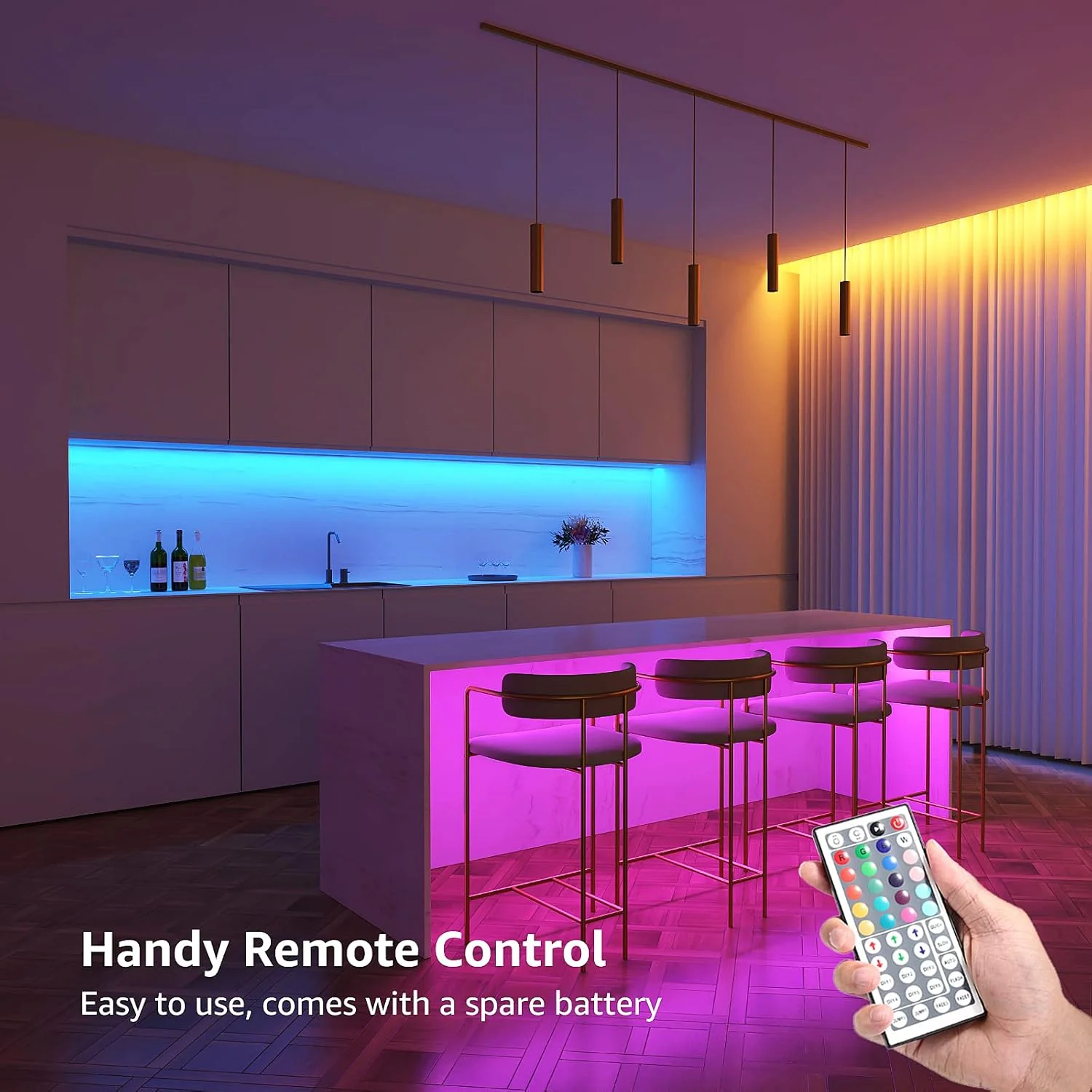 Lepro LED Strip Lights 15M (2x7.5M), RGB Colour Changing LED Strip with 44-Key Remote and 12V Power Plug, Stick-on LED Lights for Bedroom Home Decoration (450 Bright 5050 LED) - Image 4