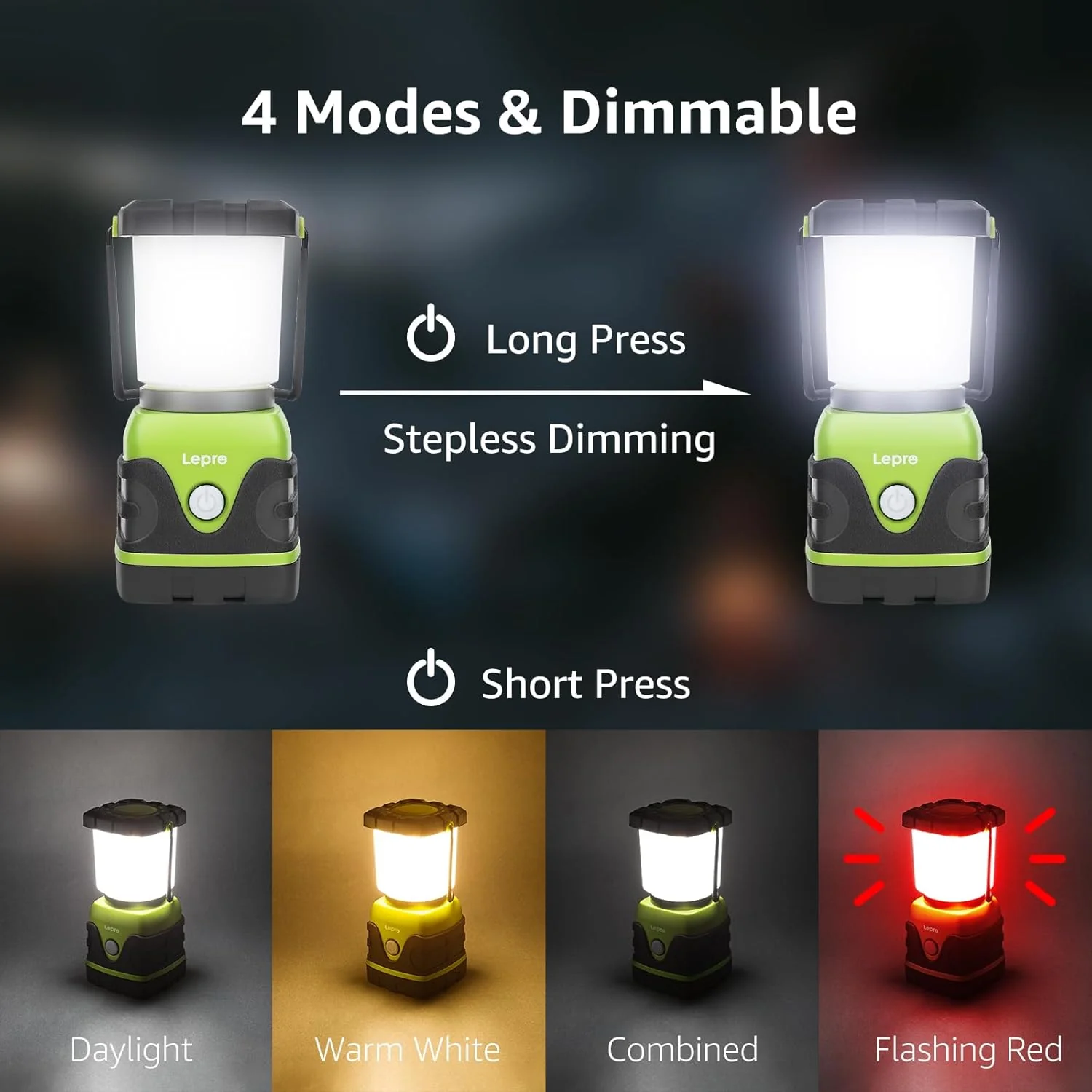 Lepro Battery Camping Lantern, 1500 Lumen Camping Light Battery Powered, Dimmable Warm White and Cool White Modes, Battery Lantern for Power Cuts, Emergency Lighting, Suit for Hiking, Fishing, Tents - Image 3