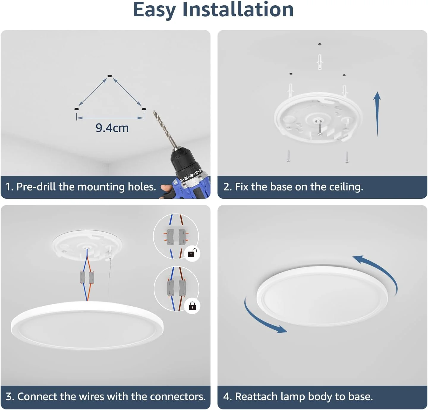 Lepro 24W 2400lm Ceiling Light, 29.3cm Large LED Bathroom Light, 2.6cm Ultra-Thin, Waterproof, Daylight White 5000K, Flush Ceiling Light for Living Room, Bedroom, Kitchen, Garage and More, 2 Packs - Image 7