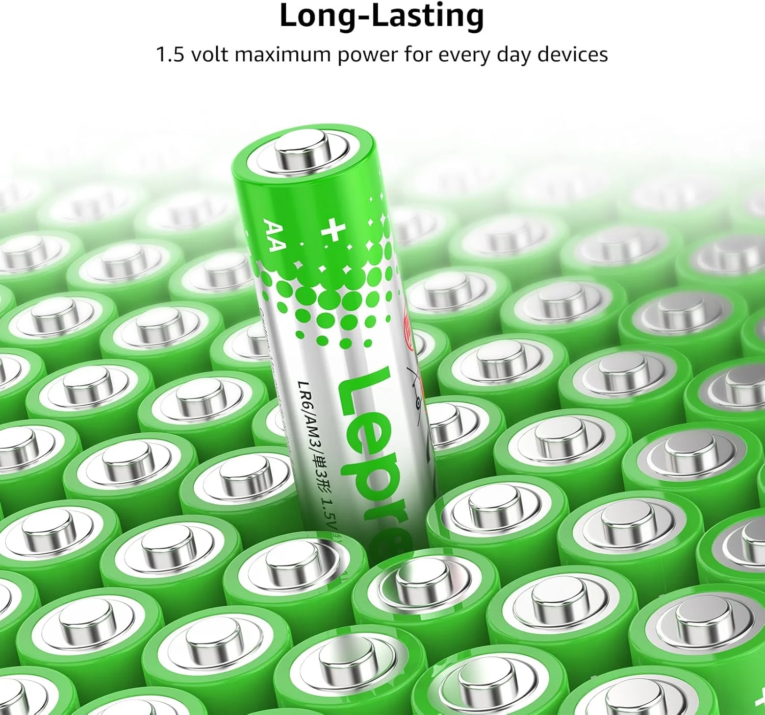 Lepro AA & AAA Batteries 48 Pack, 1.5 Volt Alkaline Batteries with High Capacity, Anti-Leakage, Long Lasting Power, LR03 LR06 MN2400 MN1500 Batteries Pack for Clocks Remotes Mouse Torch - Image 4