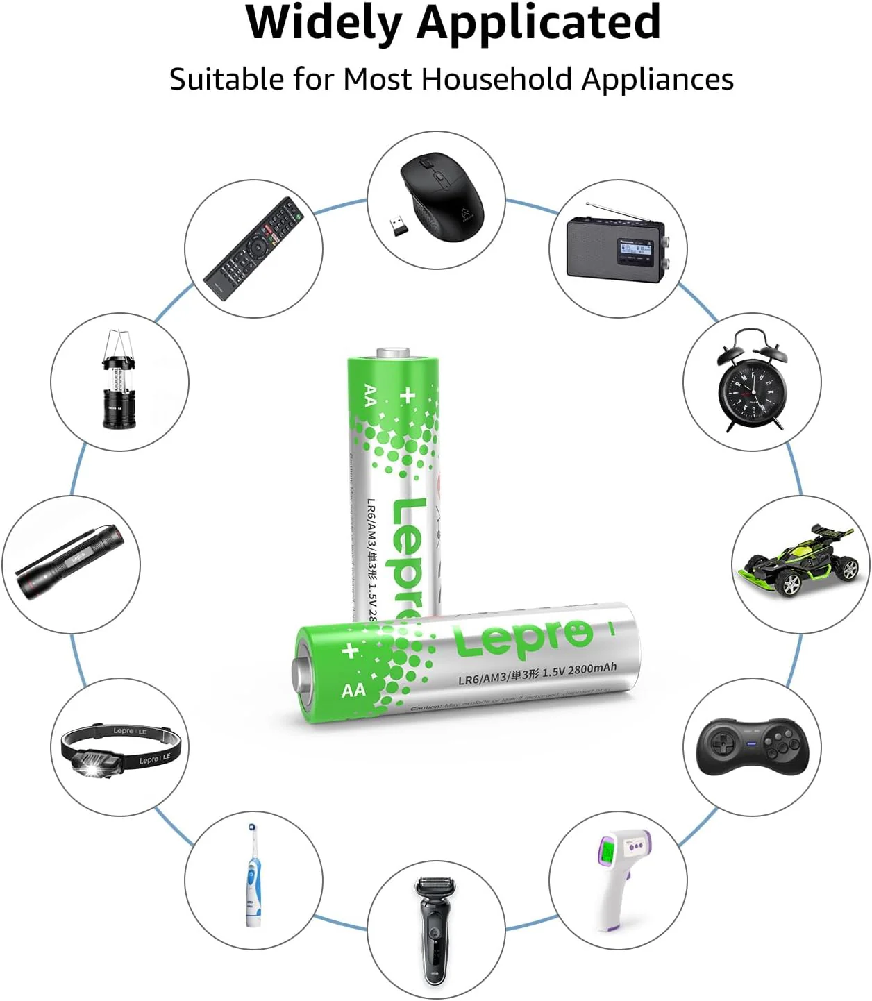 Lepro AA & AAA Batteries 48 Pack, 1.5 Volt Alkaline Batteries with High Capacity, Anti-Leakage, Long Lasting Power, LR03 LR06 MN2400 MN1500 Batteries Pack for Clocks Remotes Mouse Torch - Image 6