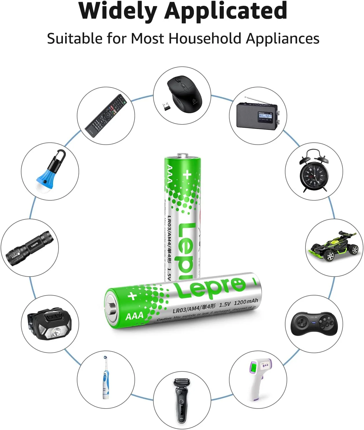 Lepro AAA Alkaline Batteries 12 Pack, 1200mAh Triple A Battery with Anti-Leakage Technology, High Capacity, Long Lasting Power, 1.5 Volt LR03 MN2400 AAA Battery Pack for Clocks Remotes Mouse Torch - Image 5