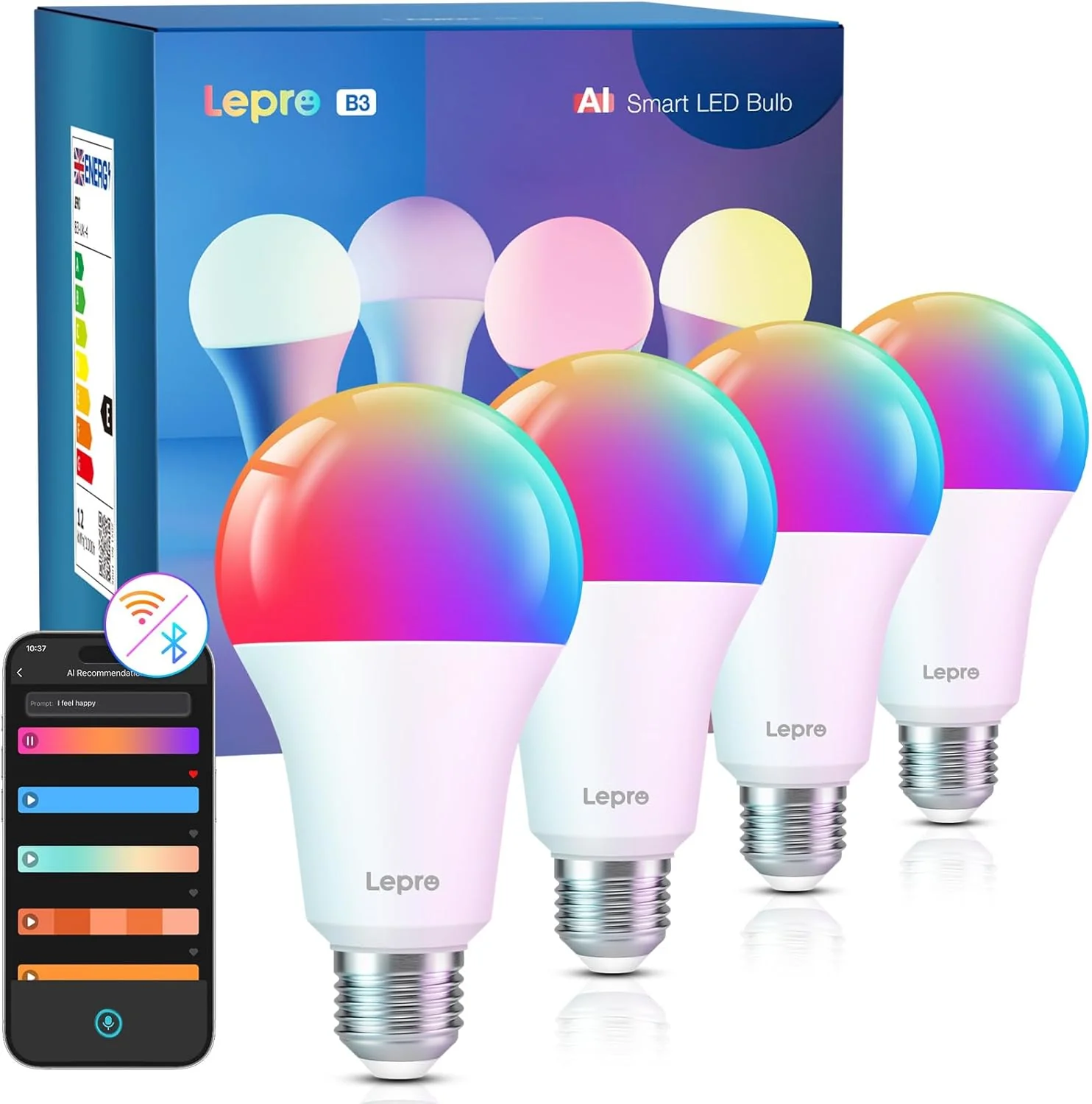 Lepro AI Smart Bulb E27, 1520LM Colour Changing Light Bulb, 12W(100W) WiFi Bulbs, Voice Control, Schedule & Timer, Work with Alexa & Google Assistant, Personalized AI Lighting Designer - Image 13