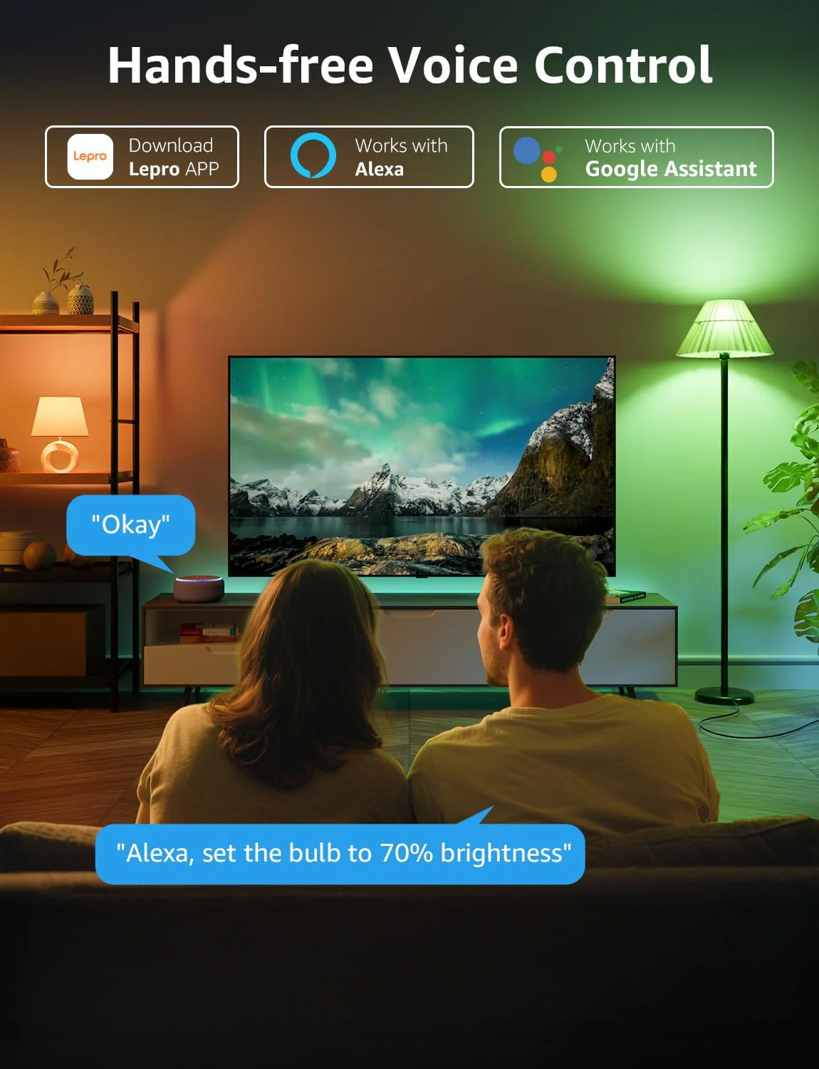 Lepro AI Smart Bulb E27, 1520LM Colour Changing Light Bulb, 12W(100W) WiFi Bulbs, Voice Control, Schedule & Timer, Work with Alexa & Google Assistant, Personalized AI Lighting Designer - Image 4