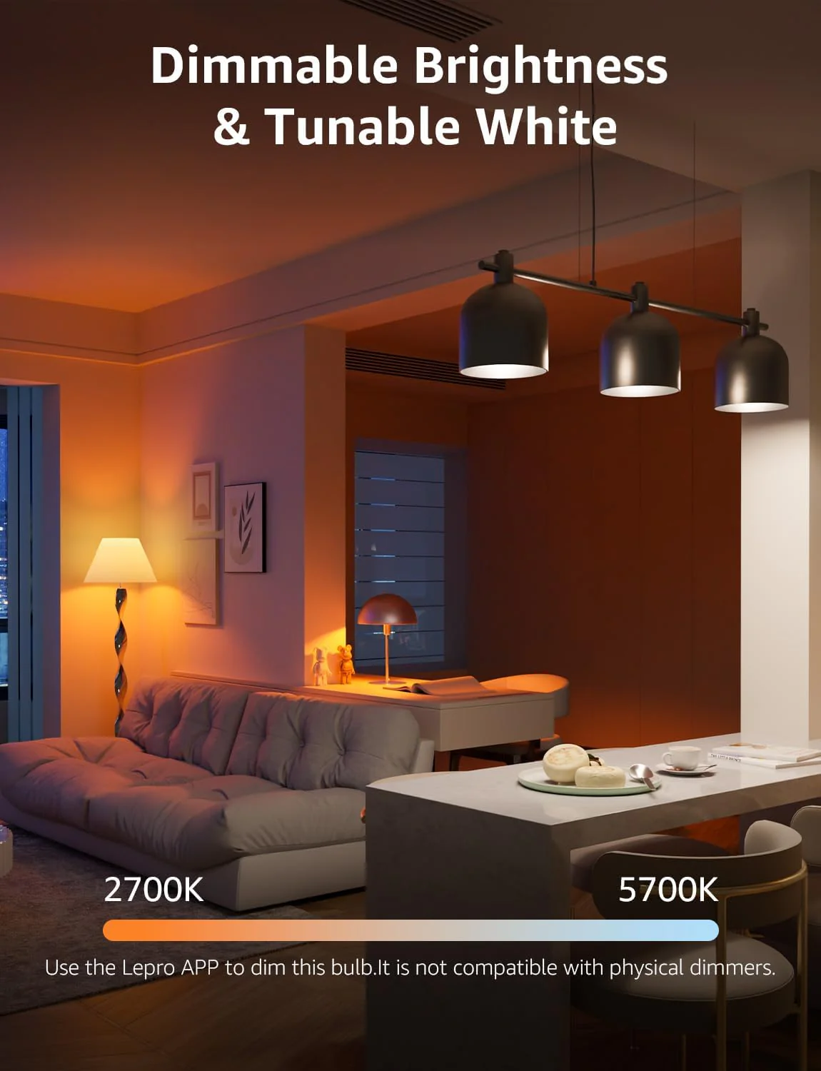 Lepro AI Smart Bulb E27, 1520LM Colour Changing Light Bulb, 12W(100W) WiFi Bulbs, Voice Control, Schedule & Timer, Work with Alexa & Google Assistant, Personalized AI Lighting Designer - Image 6