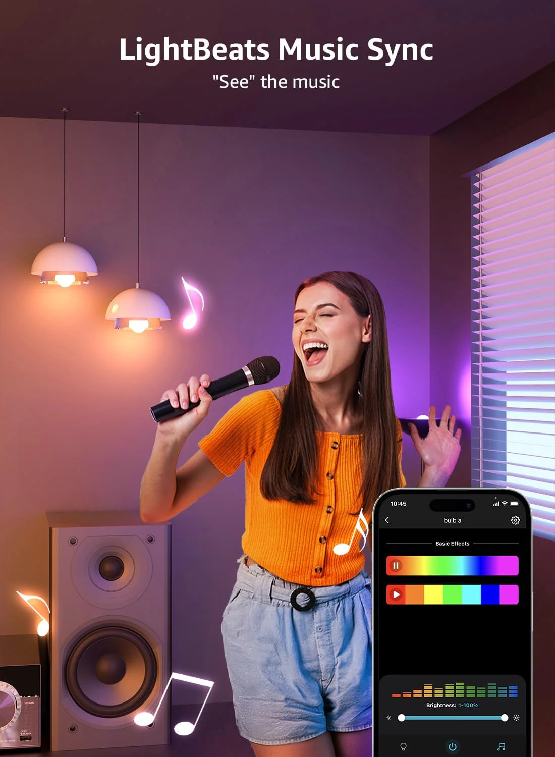 Lepro B1 AI Smart Bulb E27, Music Sync Bluetooth & WiFi Bulb, Voice Control Screw Light Bulbs, AI Lighting Design Assistant, RGBCCT Colour Changing Bulb, Work with Alexa & Google Assistant, 2 Packs - Image 5