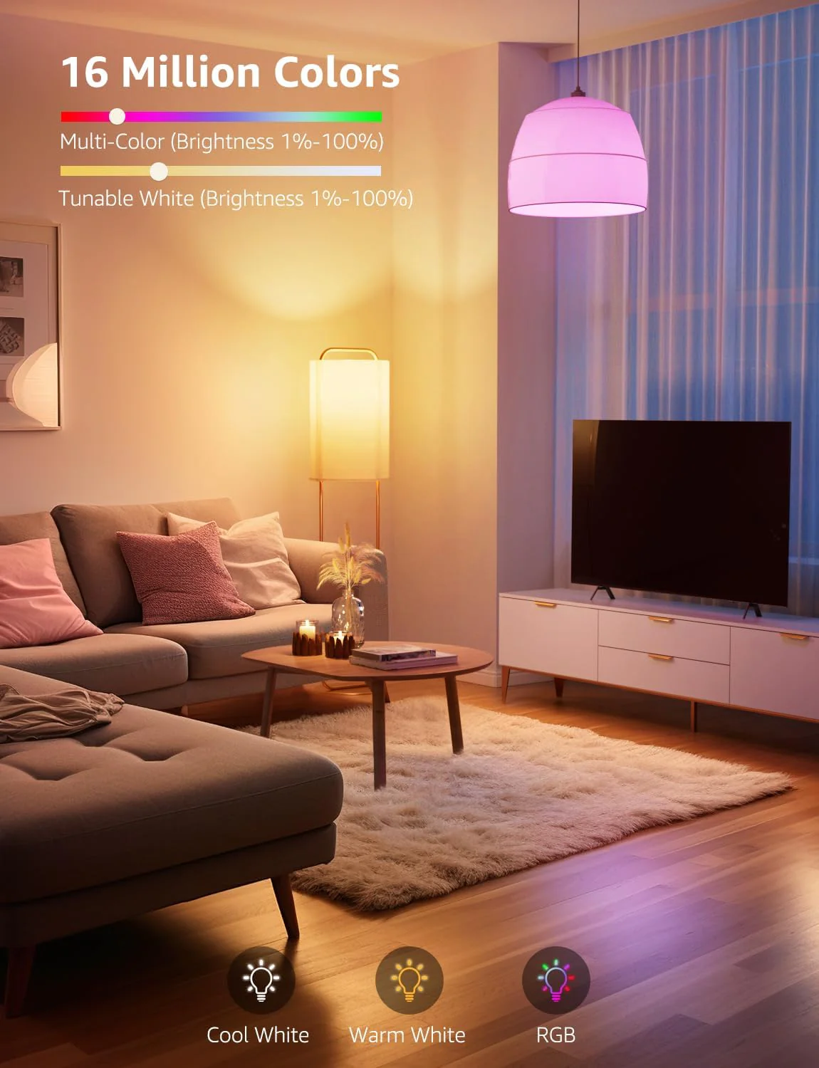 Lepro B1 AI Smart Bulb E27, Music Sync Bluetooth & WiFi Bulb, Voice Control Smart Screw Bulb, AI Lighting Design Assistant, Colour Changing Light Bulbs, RGBCCT, Work with Alexa & Google Assistant - Image 10