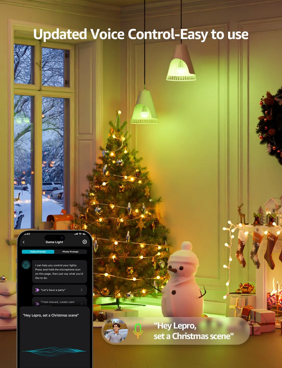 Lepro B2 AI Smart Bulb Bayonet, 1100lm WiFi Bulb B22, Music Sync Colour Changing Light Bulbs, Voice Control, AI Lighting Design Assistant, Works with Alexa & Google Assistant, RGB Dimmable,2 Packs - Image 3