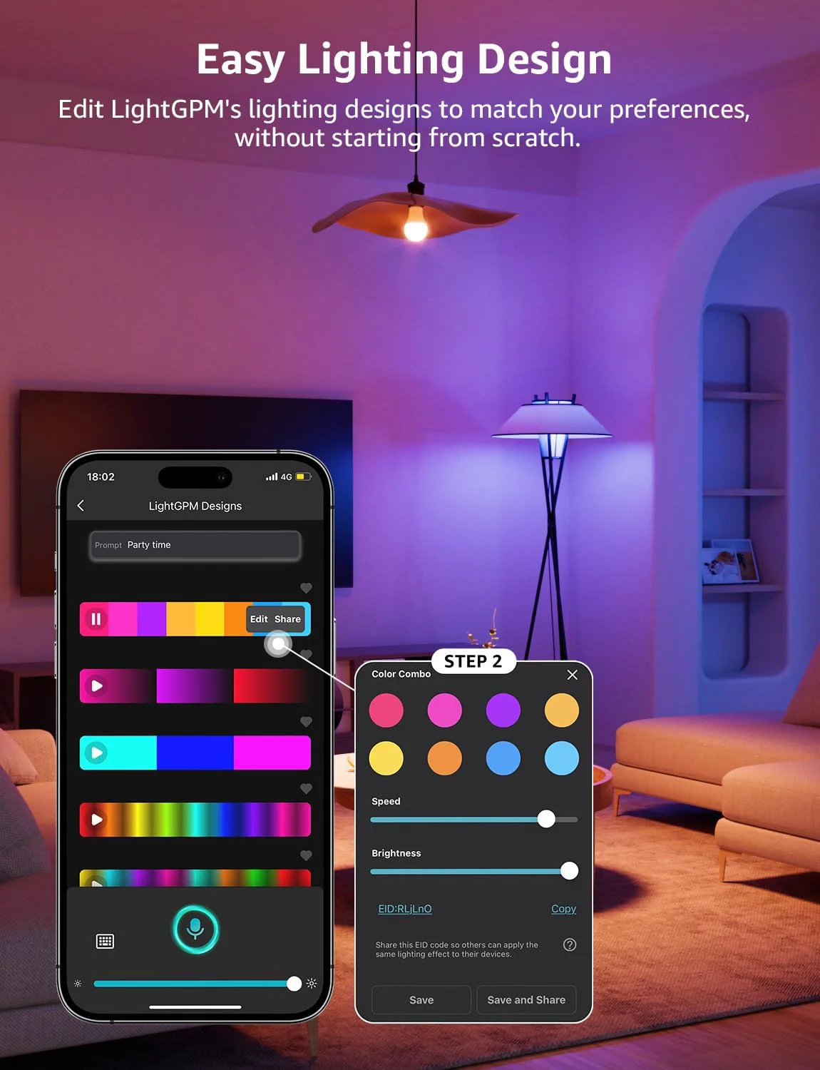 Lepro B2 AI Smart Bulb E27, 1100LM Music Sync Bluetooth & WiFi Bulb, Voice Control Screw Light Bulbs, RGBCCT, AI Lighting Design Assistant, Colour Changing Bulb, Work with Alexa & Google Assistant - Image 7