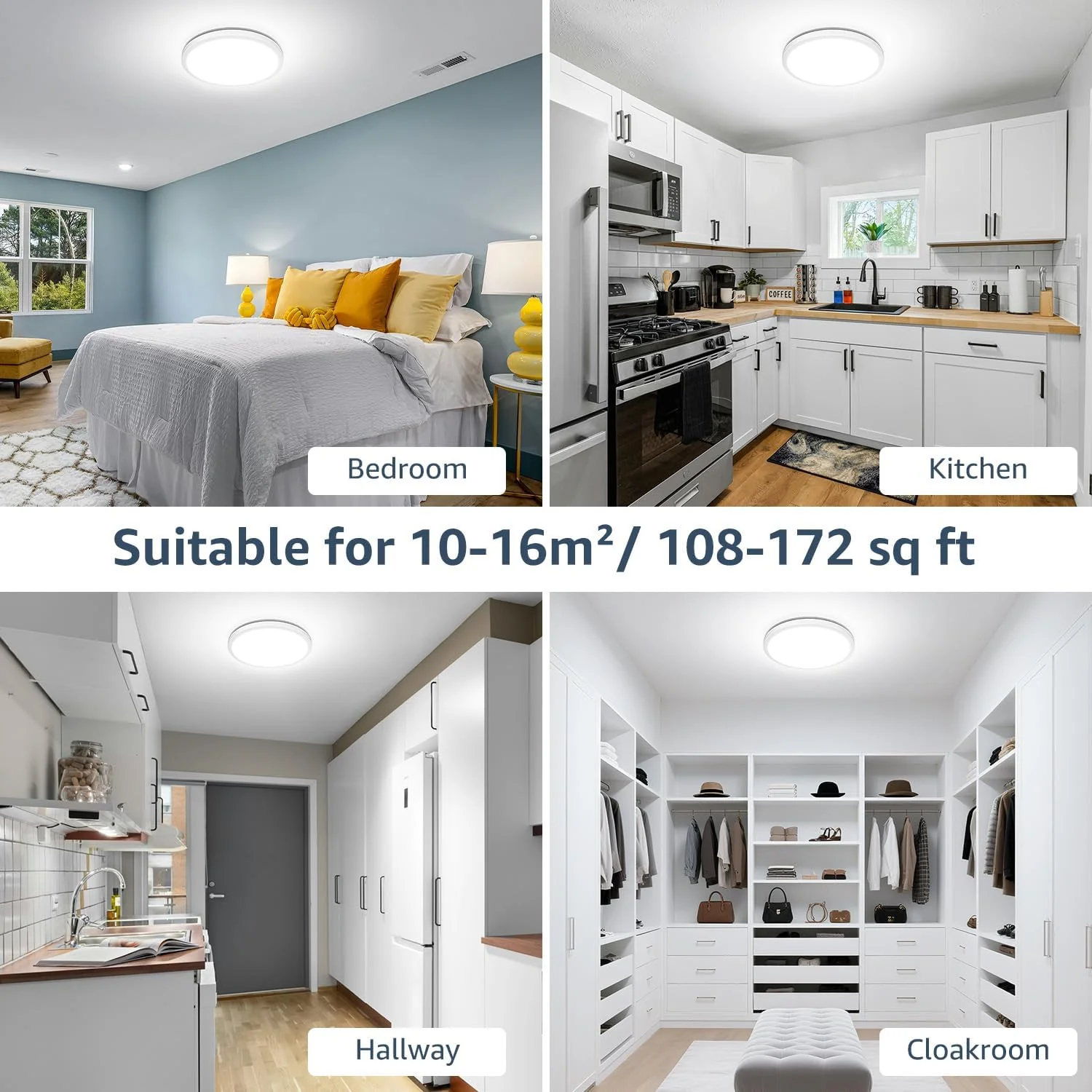Lepro Bathroom Light, 18W 1800lm LED Ceiling Light, Waterproof IP44, 2.6cm Ultra-thin, 5000K, Round, Modern Flush Ceiling Lighting for Bathroom, Kitchen, Bedroom, Hallway, Utility Room, Ø22cm, 4 Packs - Image 3