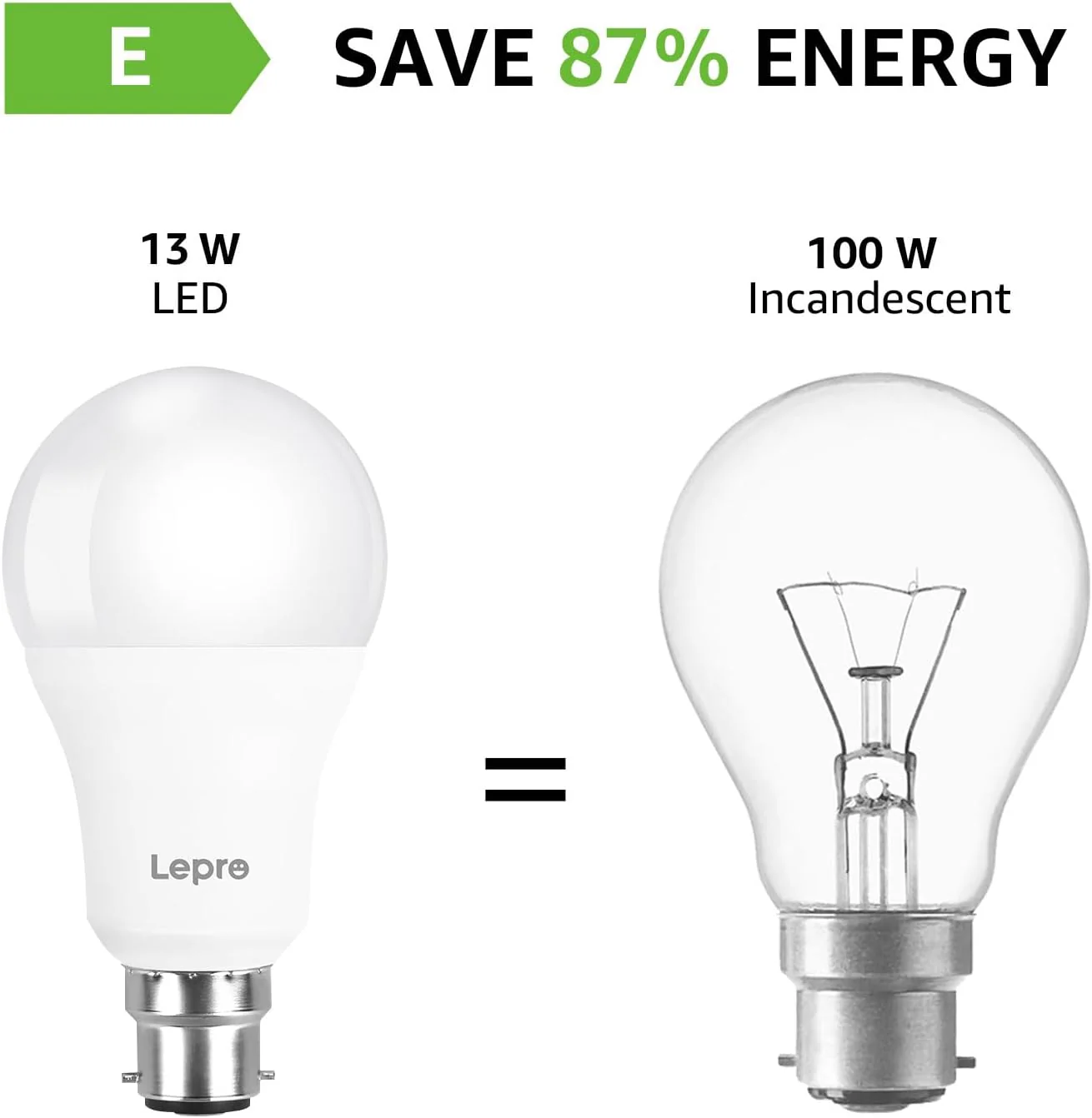 Lepro Bayonet Light Bulbs 100W Equivalent, Warm White 2700K, 13W 1520lm Super Bright LED Bayonet Bulb, B22 LED Bulbs, BC GLS Energy Saving Lightbulbs Bayonet, Non-dimmable, Pack of 12 - Image 3