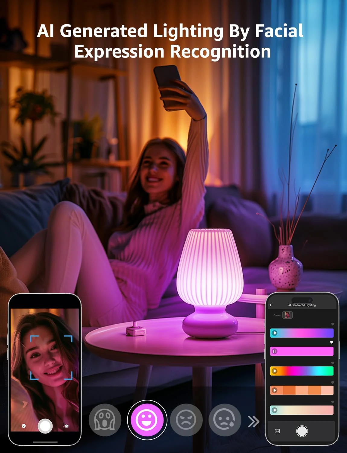 Lepro BC1 AI Smart Bulb E14, Music Sync Bluetooth & WiFi Bulb, Voice Control Small Screw Bulb, AI Lighting Design Assistant, Color Changing Candle Bulb, Work with Alexa & Google Assistant, 2 Packs - Image 10