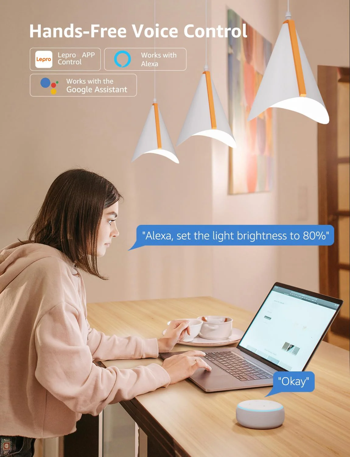 Lepro BC1 AI Smart Bulb E14, Music Sync Bluetooth & WiFi Bulb, Voice Control Small Screw Bulb, AI Lighting Design Assistant, Color Changing Candle Bulb, Work with Alexa & Google Assistant, 2 Packs - Image 6