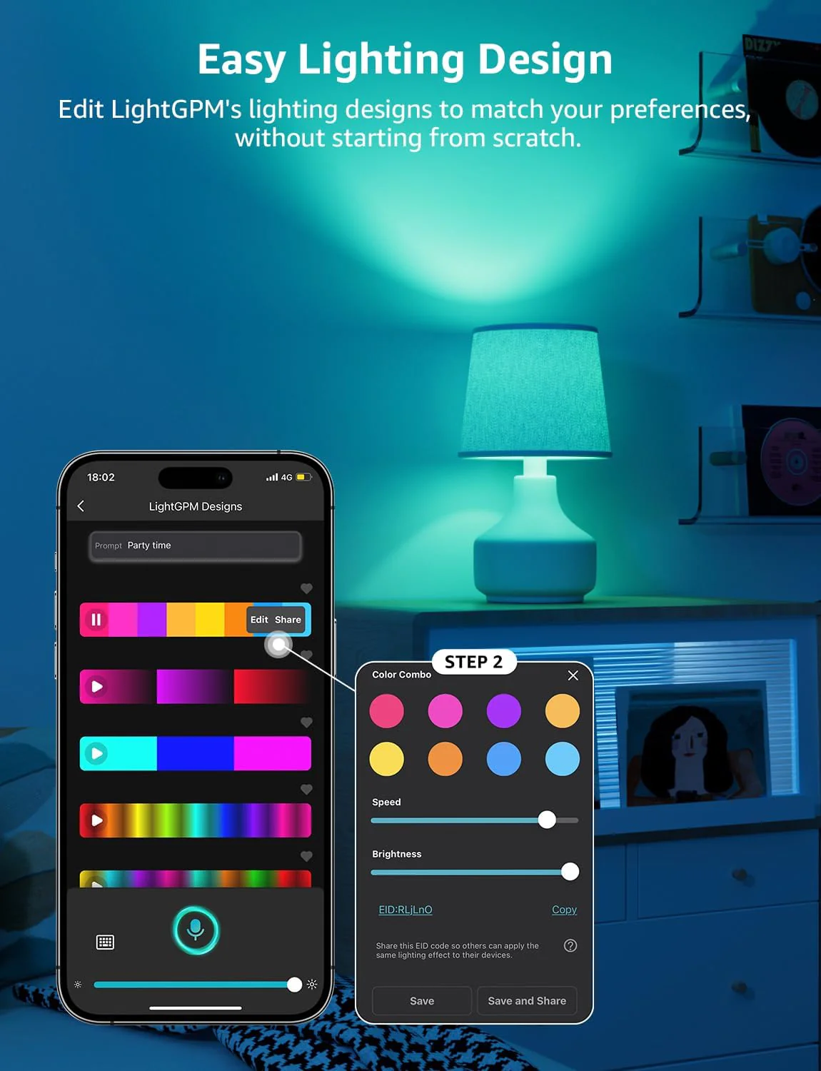 Lepro BC1 AI Smart Bulb E14, Music Sync WiFi Bulb, Voice Control, AI Lighting Design Assistant, Bluetooth Color Changing Light Bulb, RGBCCT Candle Bulb, Work with Alexa & Google Assistant, 4 Packs - Image 4