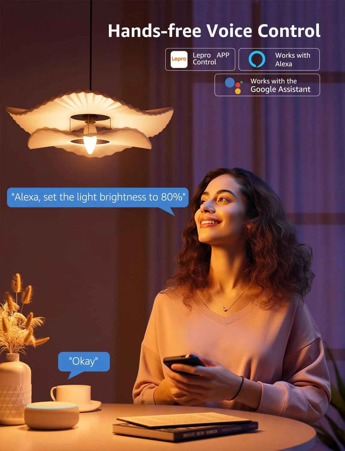 Lepro BC1 AI Smart Bulb E14, Music Sync WiFi Bulb, Voice Control, AI Lighting Design Assistant, Bluetooth Color Changing Light Bulb, RGBCCT Candle Bulb, Work with Alexa & Google Assistant, 4 Packs - Image 7