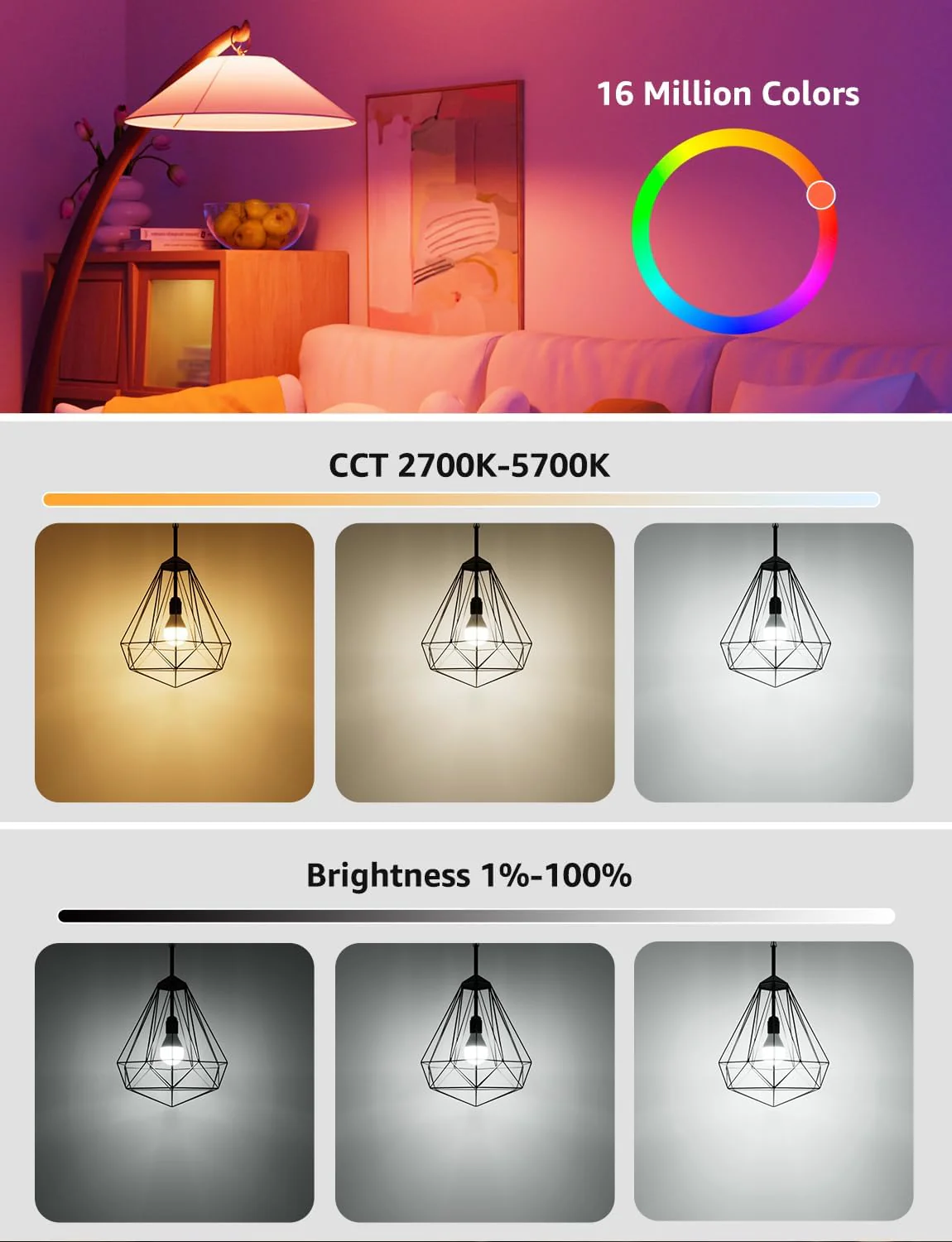 Lepro BP1 AI Smart Bulb E14, Voice Control Bluetooth & WiFi Bulb, Music Sync Small Screw Bulb, Colour Changing Light Bulb, LLM AI Lighting Design Assistant, Work with Alexa & Google Assistant, 4 Packs - Image 5