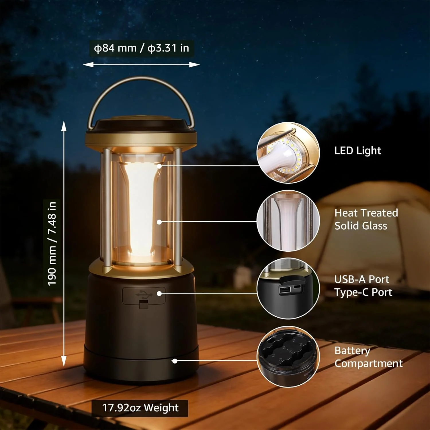 Lepro Camping Lantern, 2000 Lumen Camping Light Reachargeable or AA Battery Powered, Dimmable 5 Modes, Warm White & Cool Light, Rechargeable Lantern for Power Cuts, Tents, Fishing, Storm, Emergency - Image 7