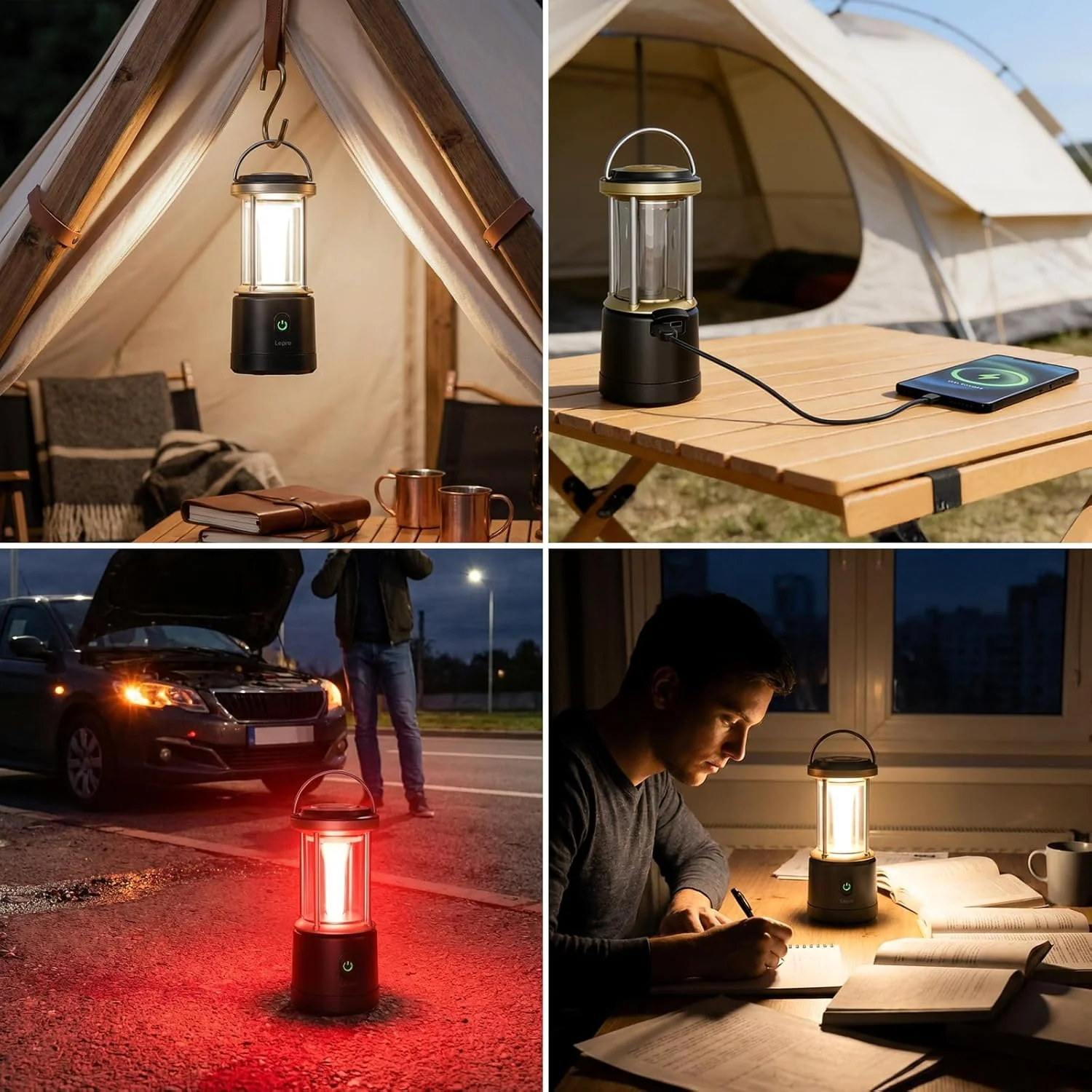 Lepro Camping Lantern, 2000 Lumen Camping Light Reachargeable or AA Battery Powered, Dimmable 5 Modes, Warm White & Cool Light, Rechargeable Lantern for Power Cuts, Tents, Fishing, Storm, Emergency - Image 9