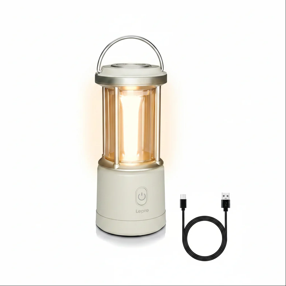 Lepro White Camping Lantern, 2000 Lumen Camping Light Reachargeable or AA Battery Powered, Dimmable 5 Modes, Warm White & Cool Light, Rechargeable Lantern for Power Cuts, Tents, Fishing, Storm, Emergency