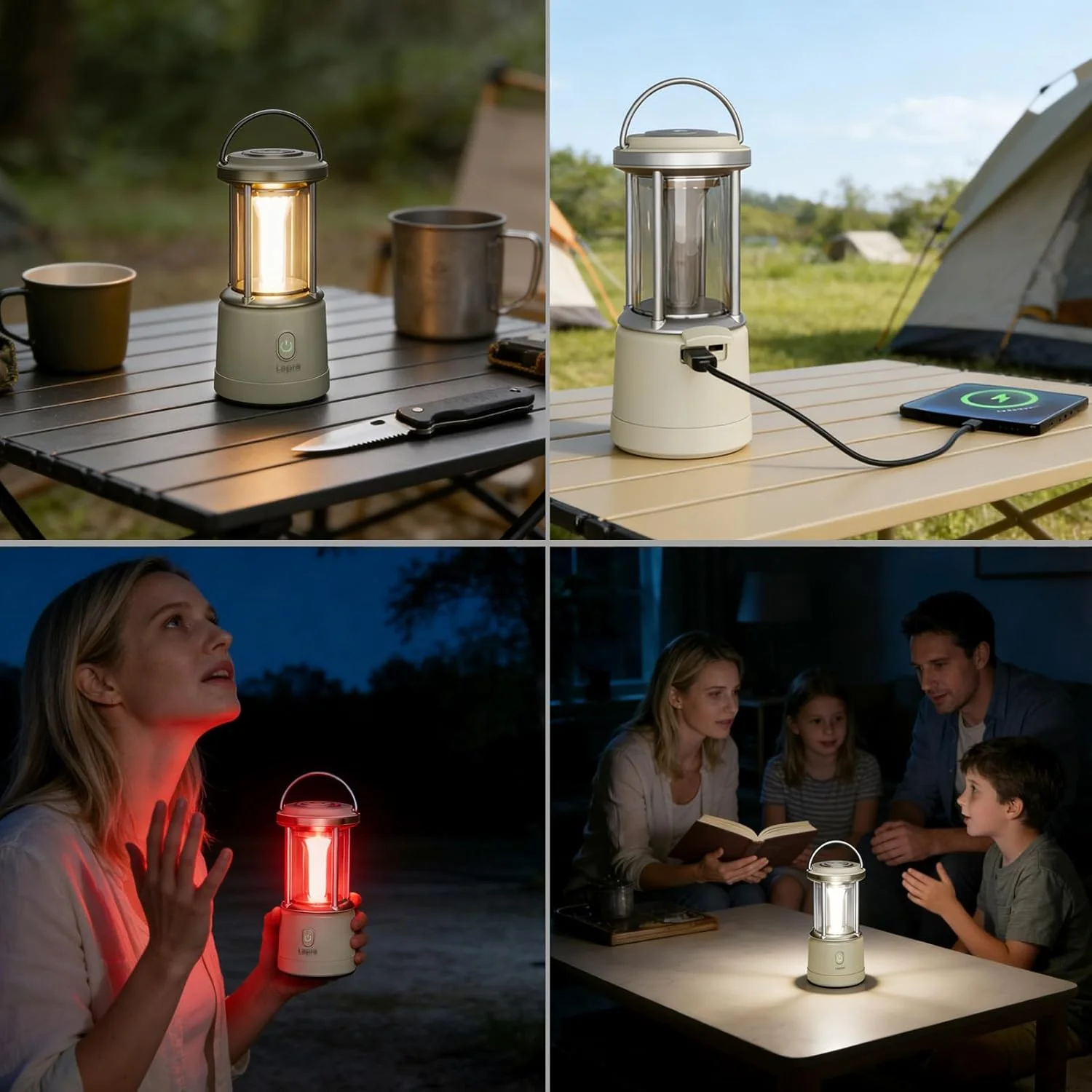 Lepro White Camping Lantern, 2000 Lumen Camping Light Reachargeable or AA Battery Powered, Dimmable 5 Modes, Warm White & Cool Light, Rechargeable Lantern for Power Cuts, Tents, Fishing, Storm, Emergency - Image 9
